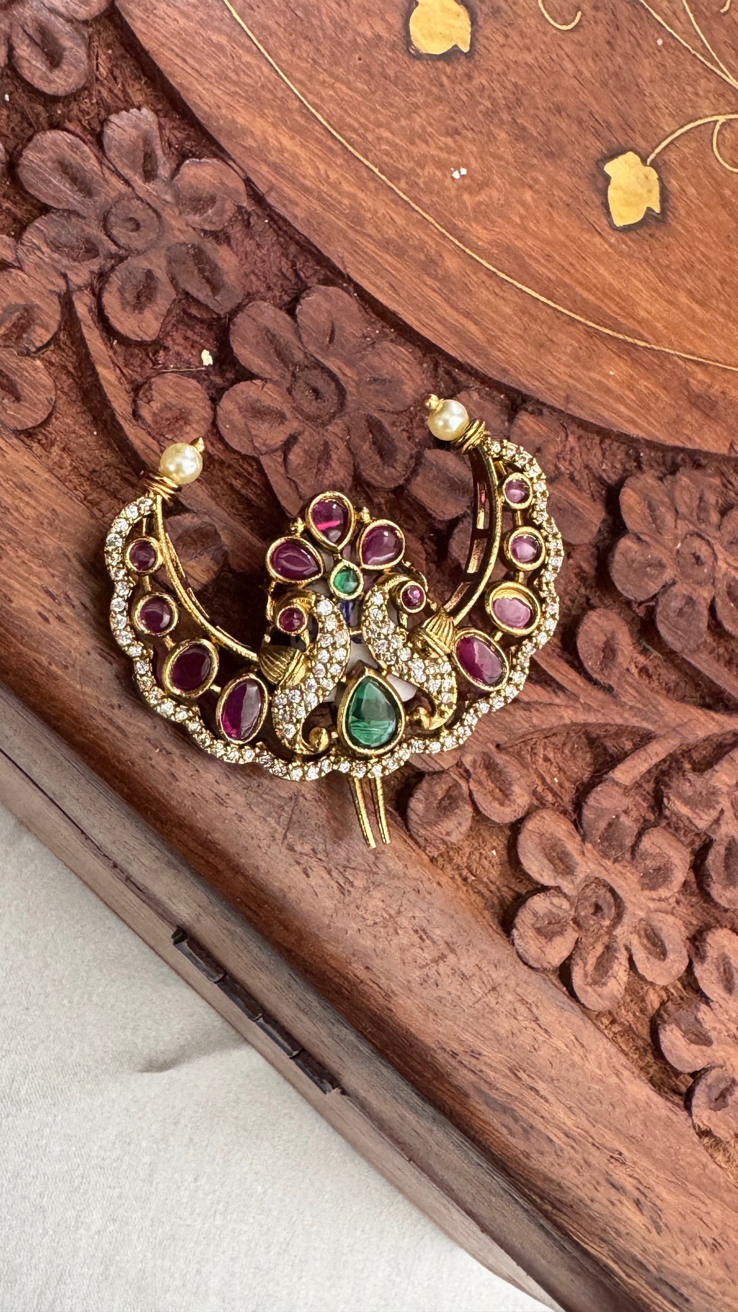 Pecock Jadai Billai Hair Brooch