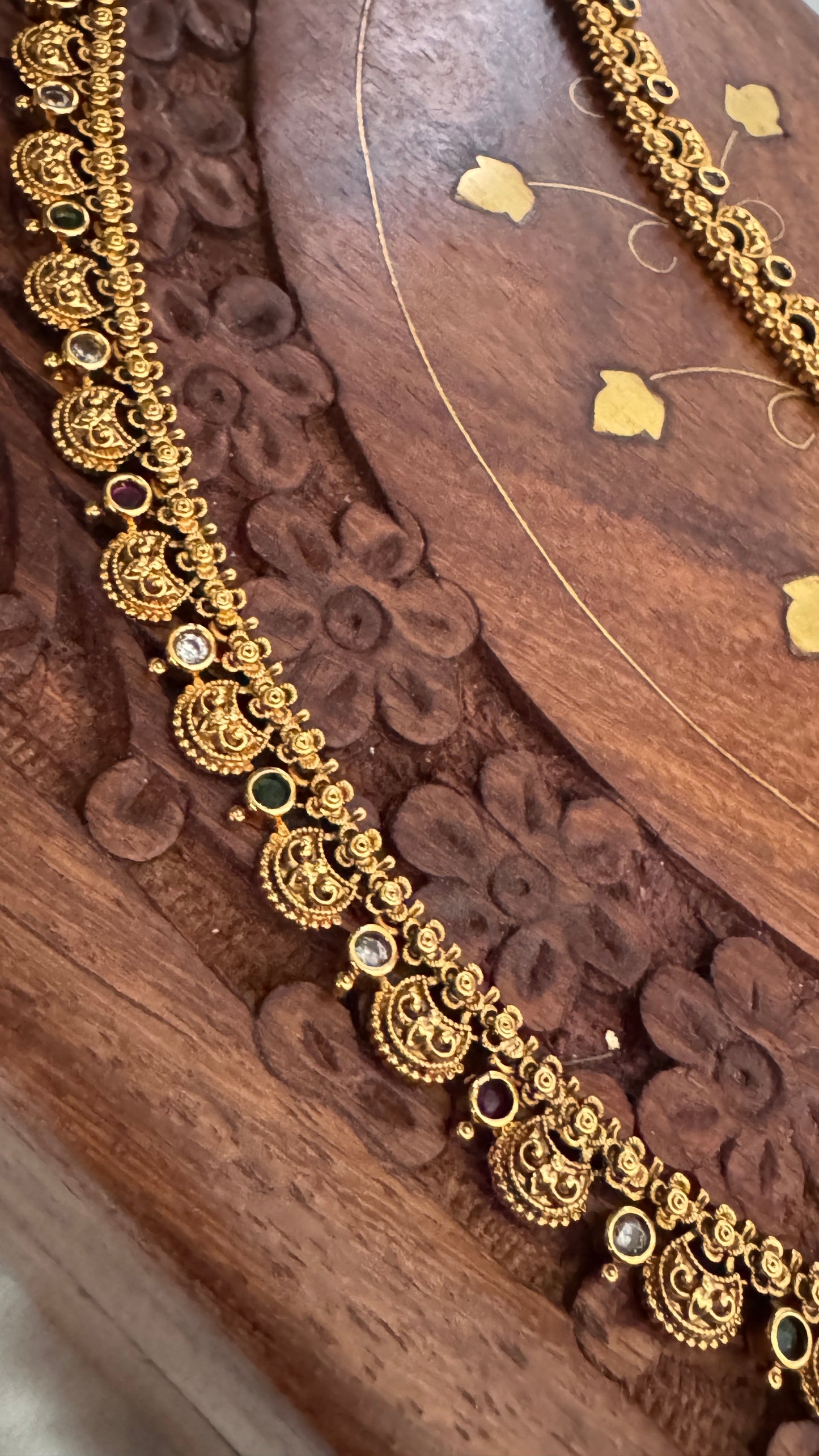 Unique Long Temple Haar Jewellery Set with Jhumkas