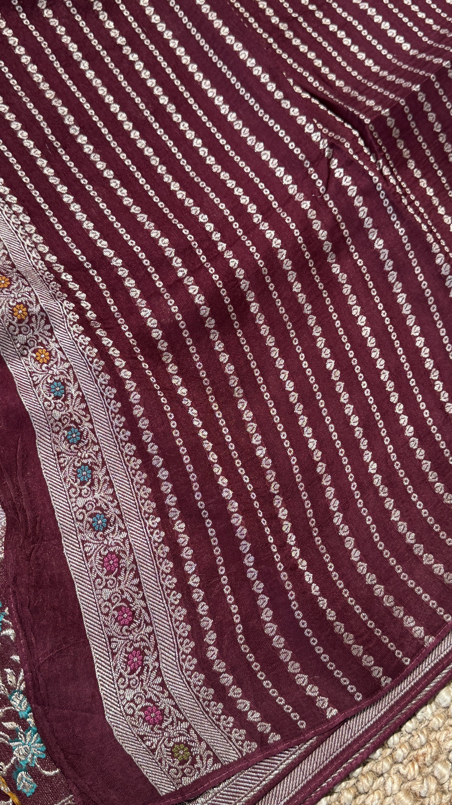 Tussar Raw Silk Handloom – Paithani Borders - Mauve / Nude