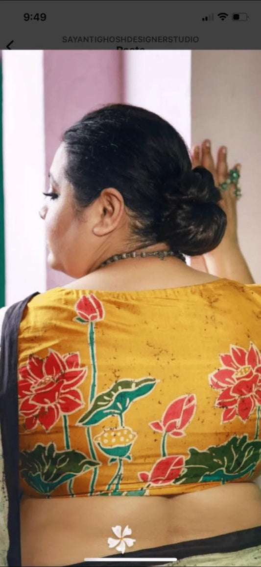 Pure Mulberry silk saree β Batik prints - Green