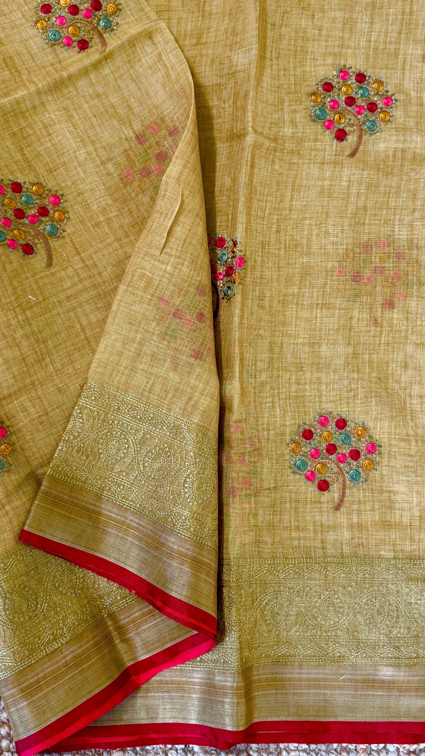 Embroidered Jute Linen Sarees – Effortless Elegance, Everyday Luxury - Yellow