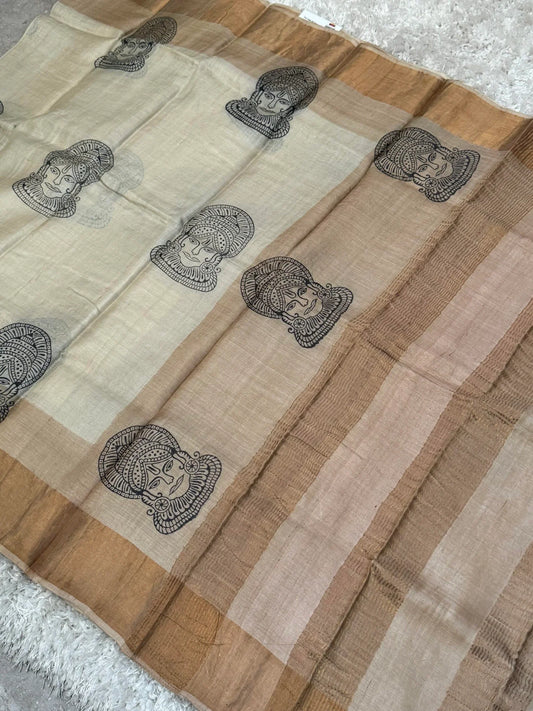 Pure Tussar silk saree β Block Kerala prints