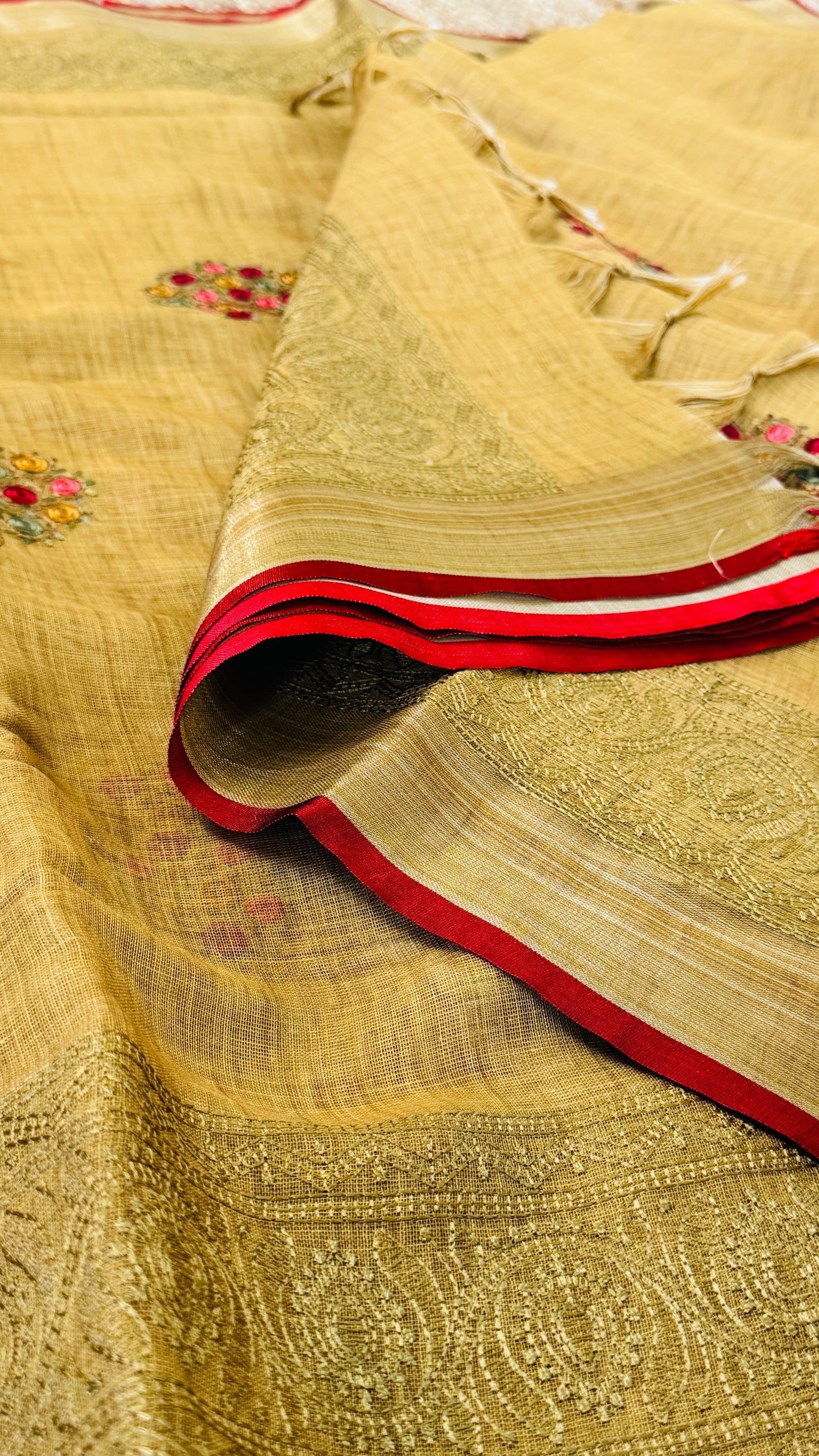 Embroidered Jute Linen Sarees – Effortless Elegance, Everyday Luxury - Yellow