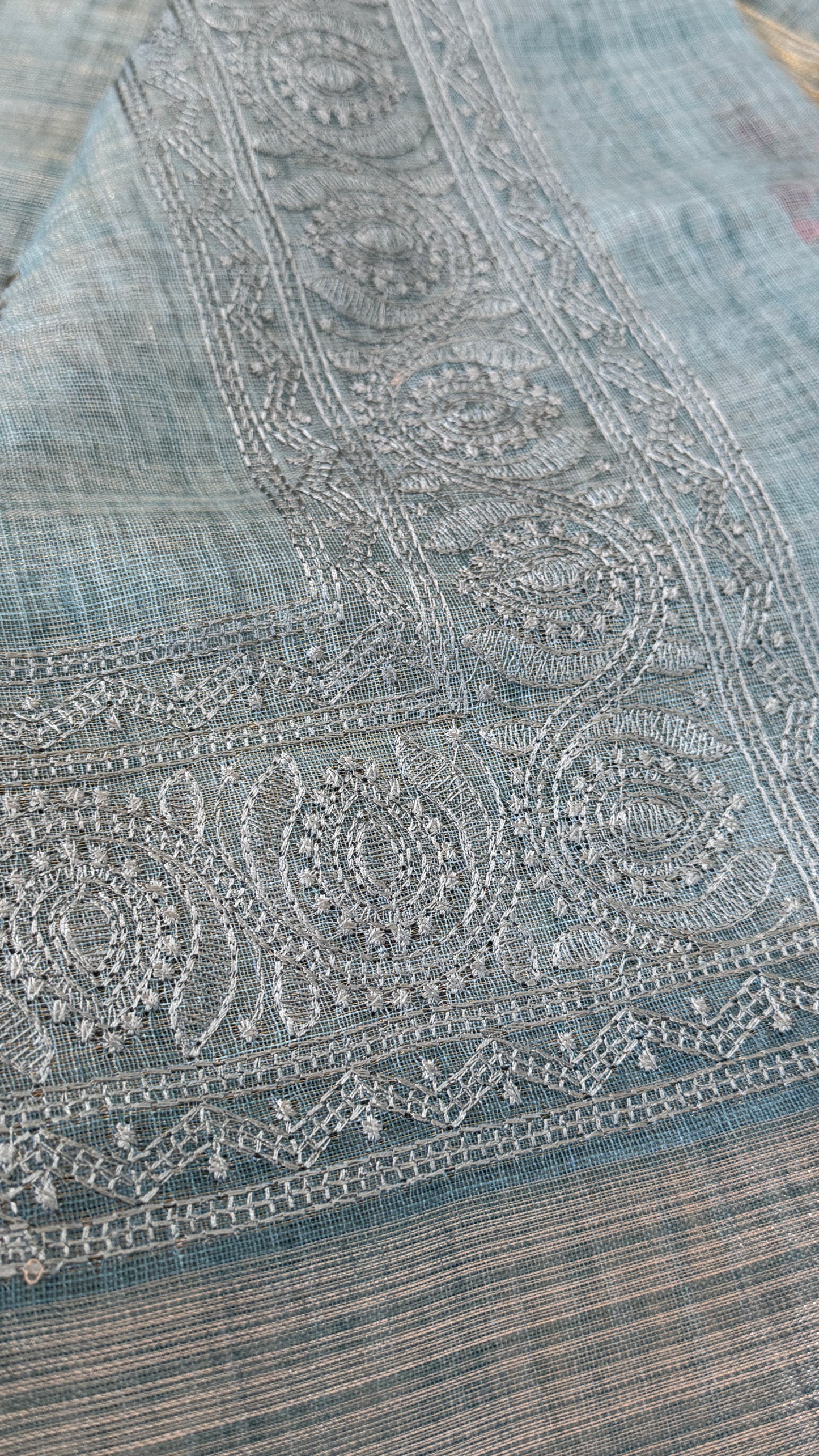 Embroidered Jute Linen Sarees – Effortless Elegance, Everyday Luxury - Blue