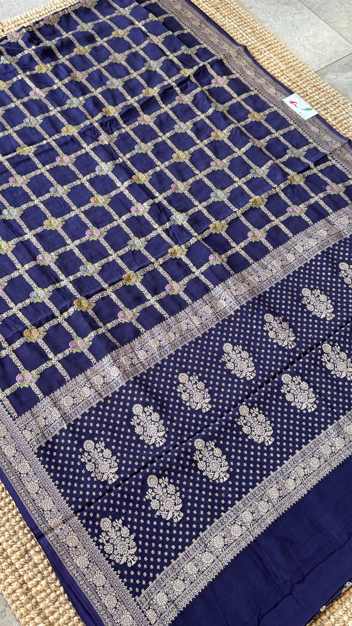 Munga Silk Banarasi Sarees - Navy Blue Elegance