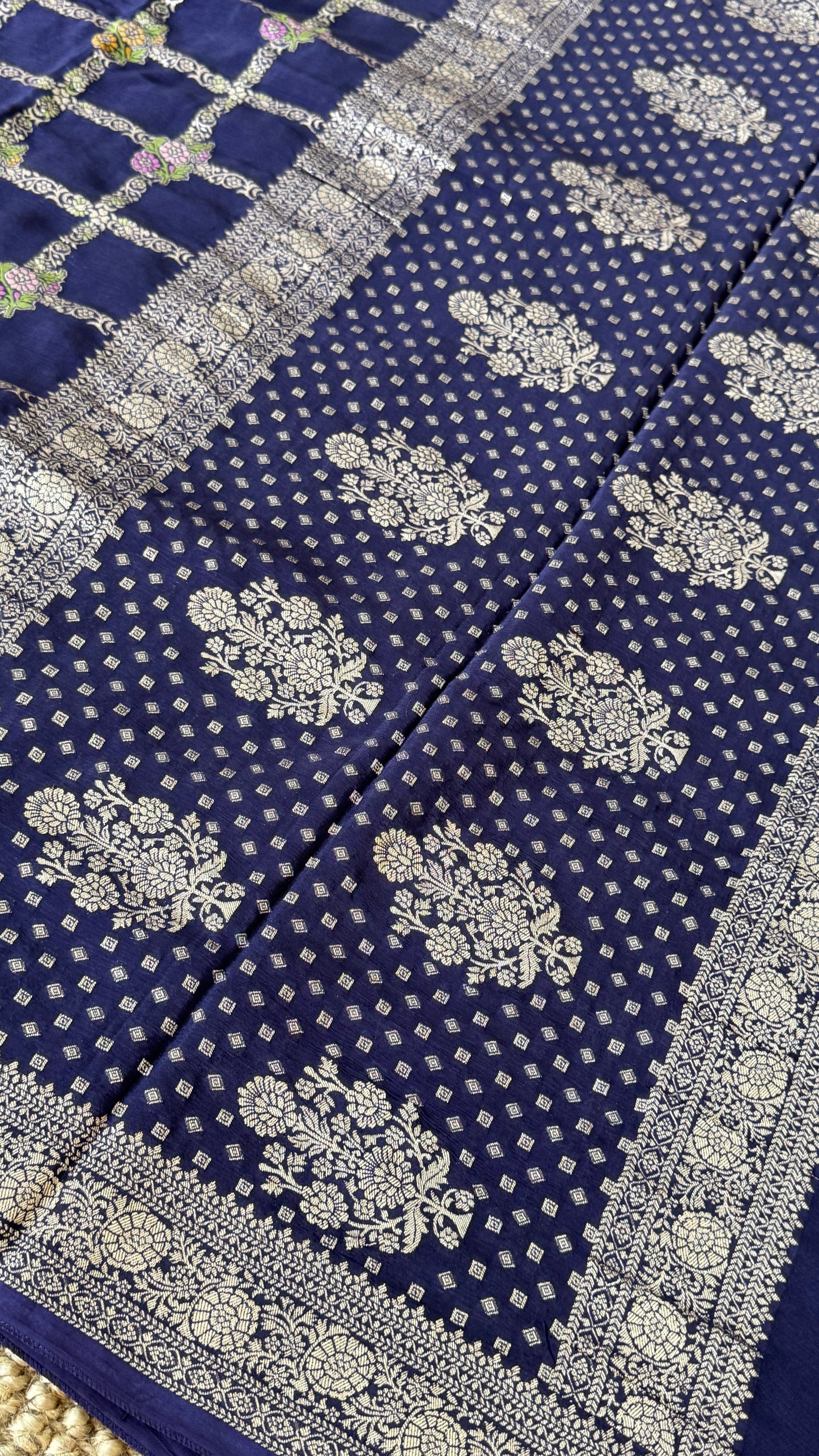 Munga Silk Banarasi Sarees - Navy Blue Elegance
