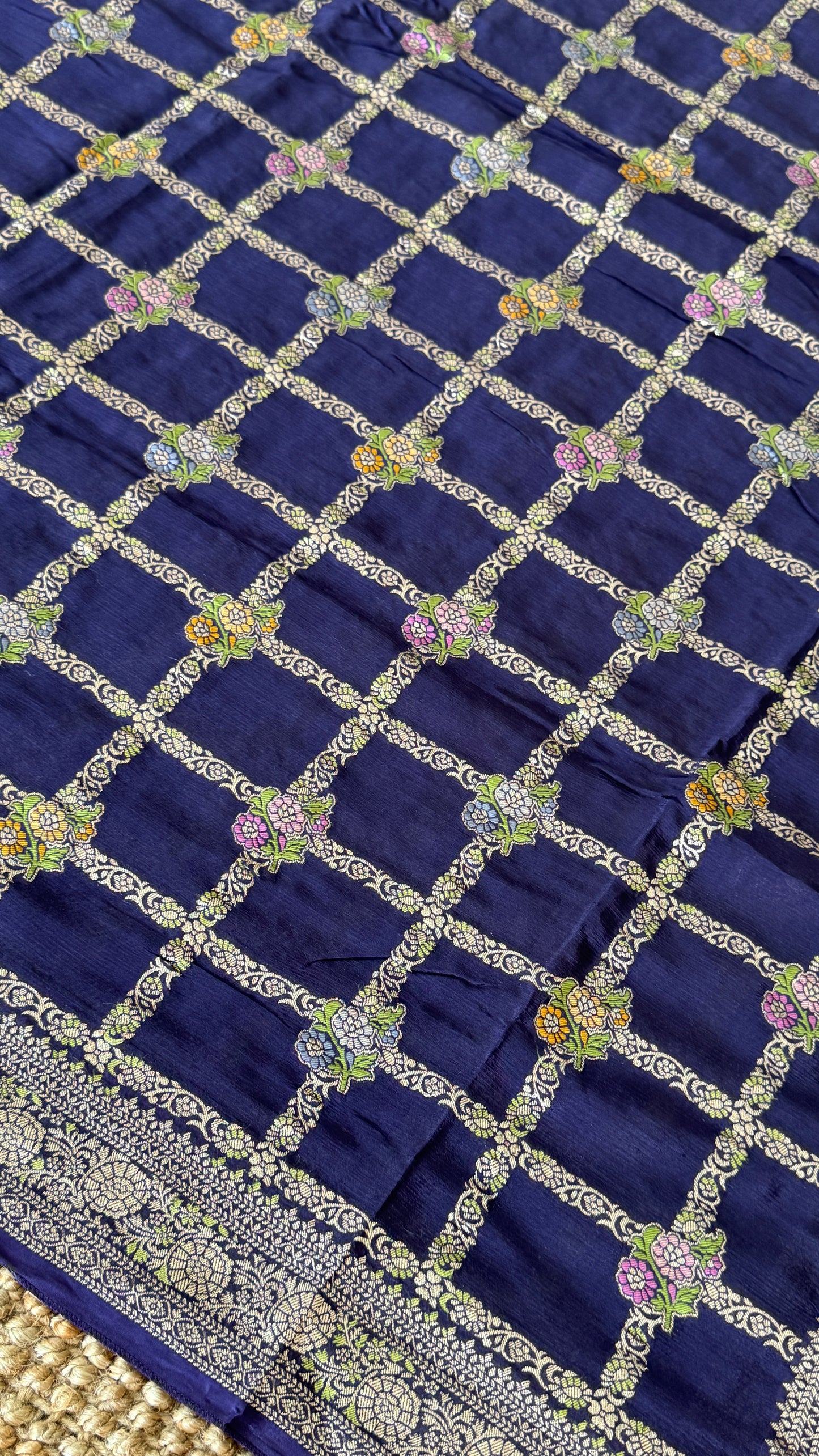 Munga Silk Banarasi Sarees - Navy Blue Elegance