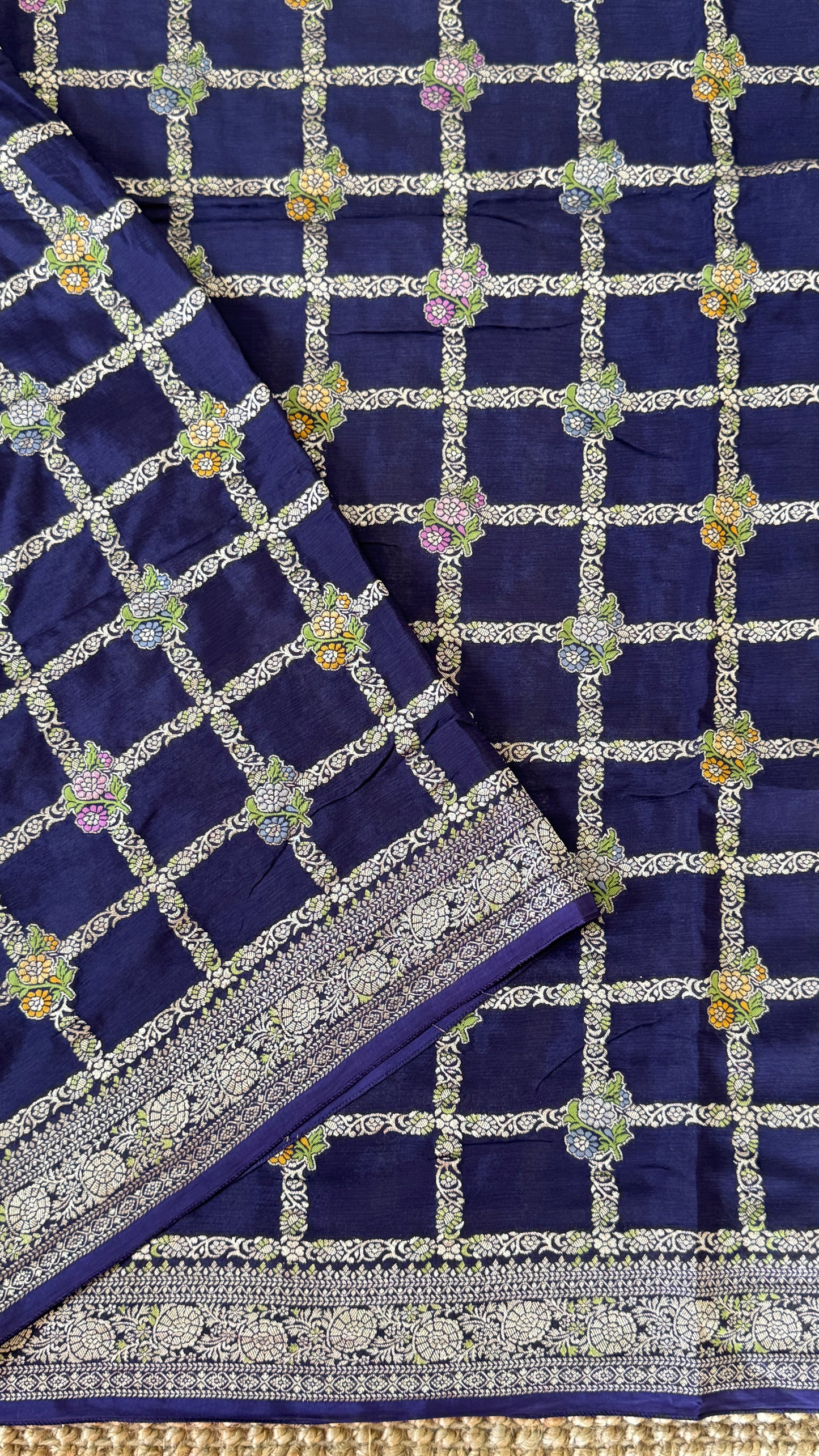Munga Silk Banarasi Sarees - Navy Blue Elegance