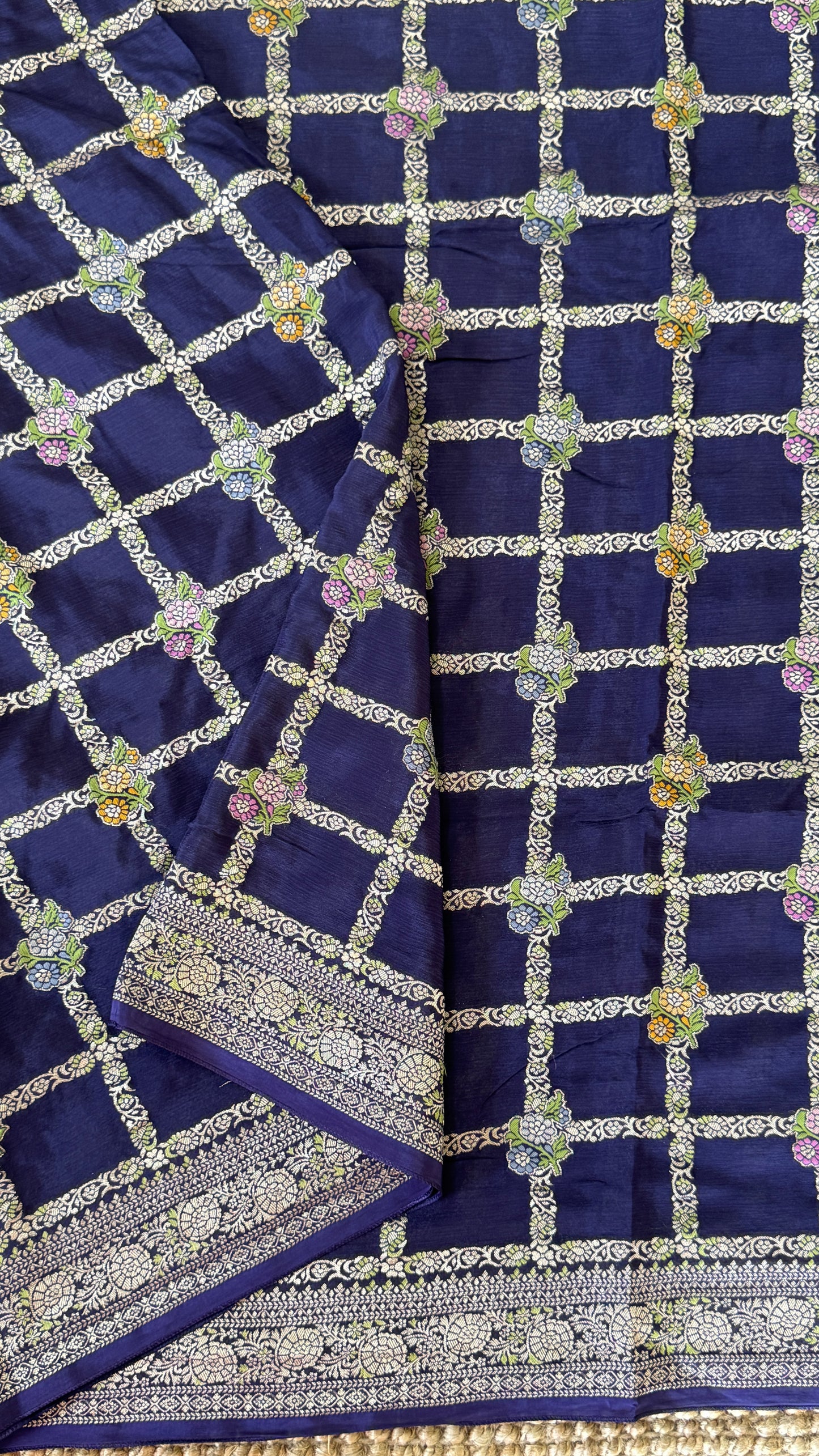 Munga Silk Banarasi Sarees - Navy Blue Elegance