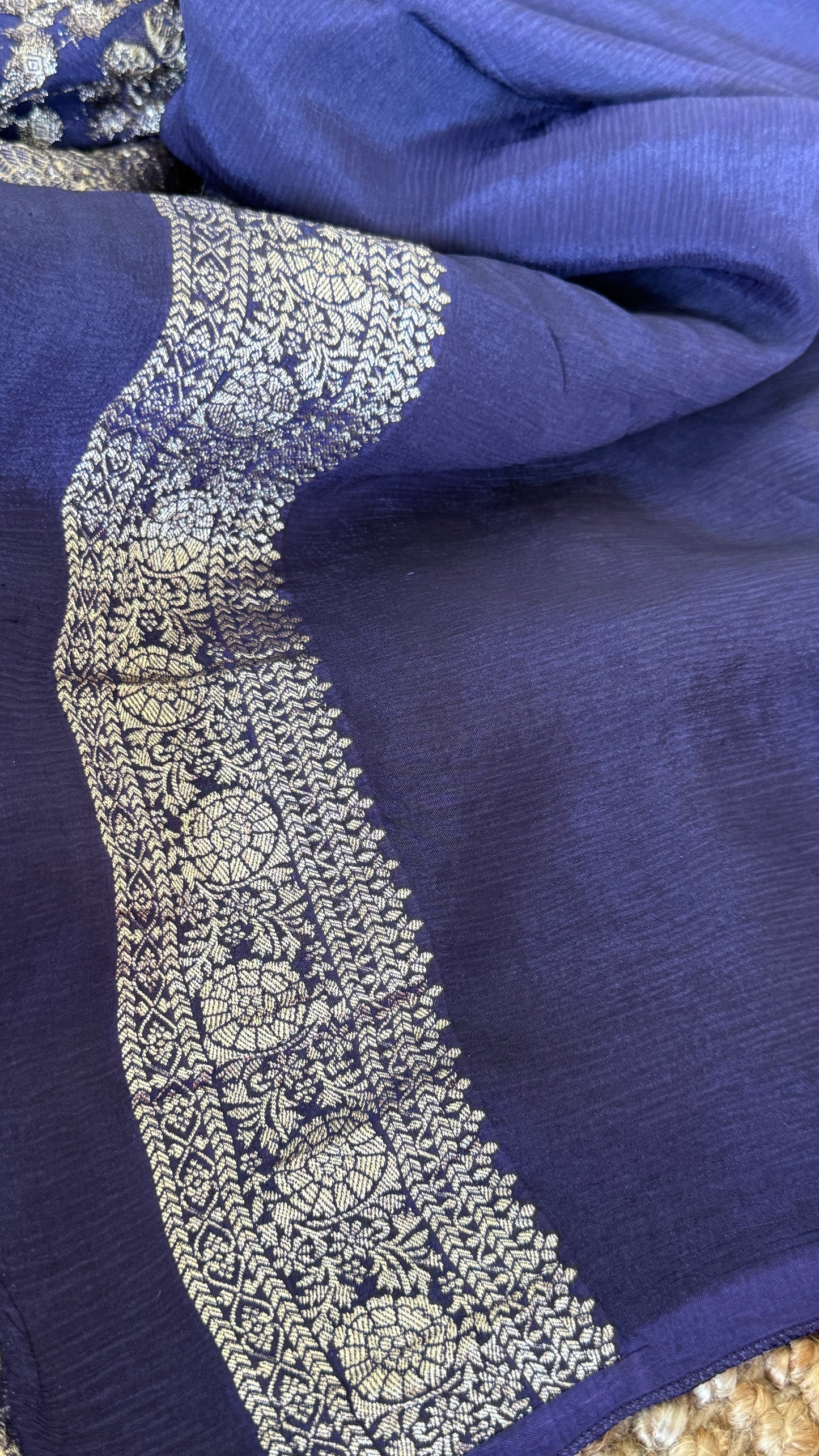 Munga Silk Banarasi Sarees - Navy Blue Elegance