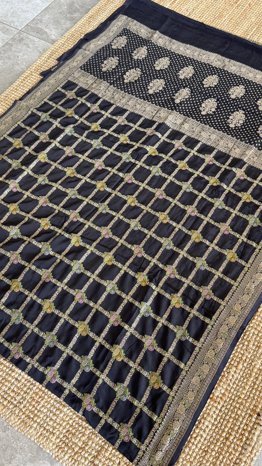 Munga Silk Banarasi Sarees - Black Elegance