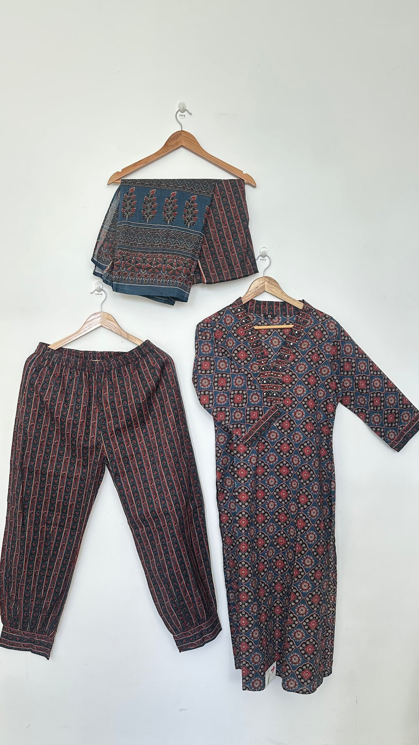 Pure Cotton Salwar Suit - Full Set - Denim Blue
