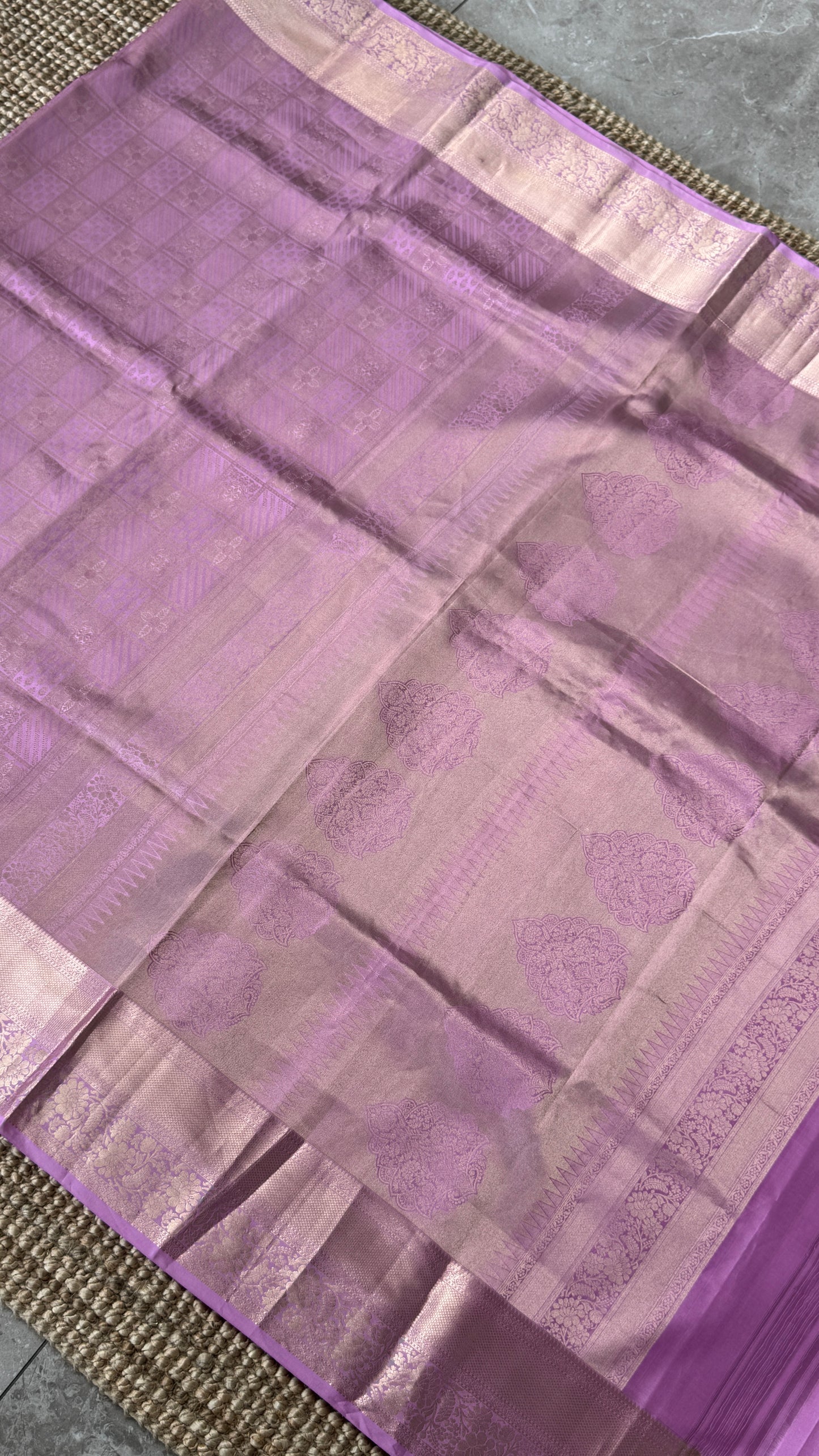 KANJIVARAM PURE SILK SAREE – Fully Brocade Saree in Pinkish Lavender
