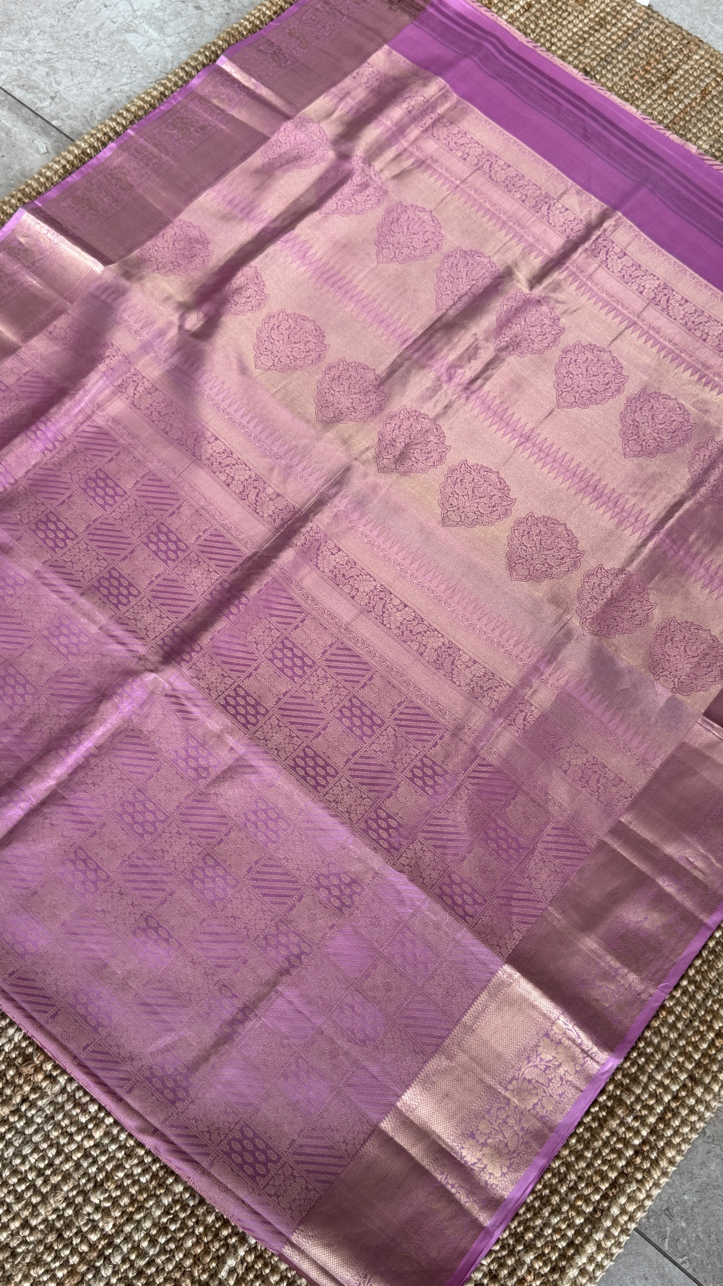 KANJIVARAM PURE SILK SAREE – Fully Brocade Saree in Pinkish Lavender
