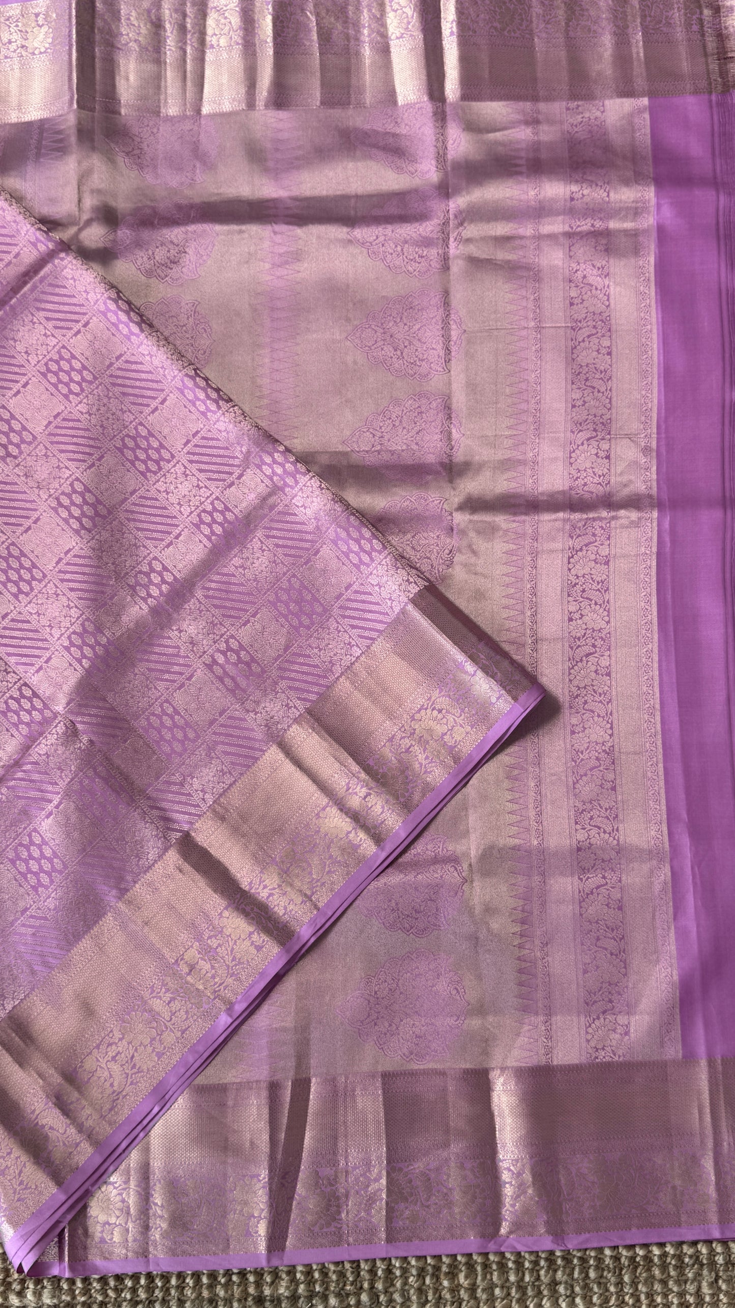 KANJIVARAM PURE SILK SAREE – Fully Brocade Saree in Pinkish Lavender