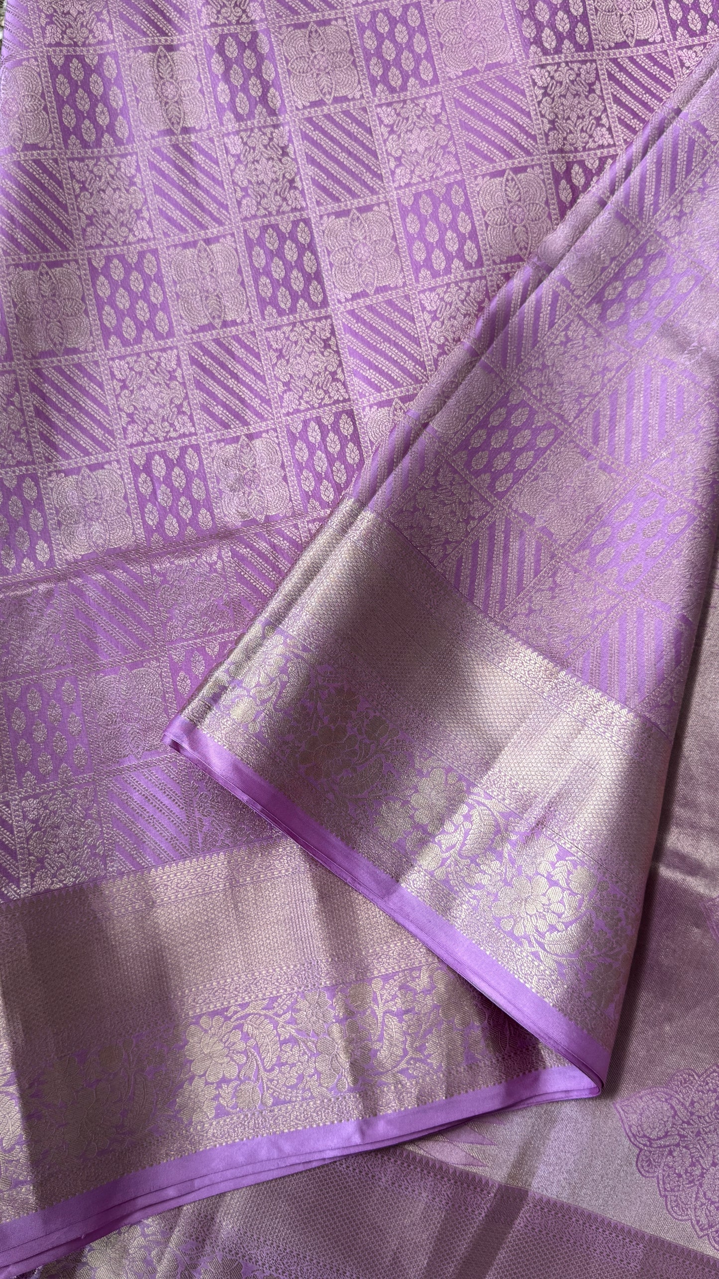 KANJIVARAM PURE SILK SAREE – Fully Brocade Saree in Pinkish Lavender