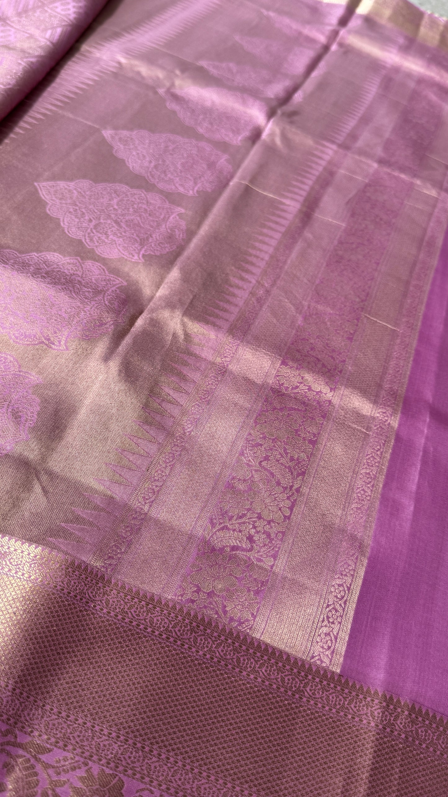 KANJIVARAM PURE SILK SAREE – Fully Brocade Saree in Pinkish Lavender
