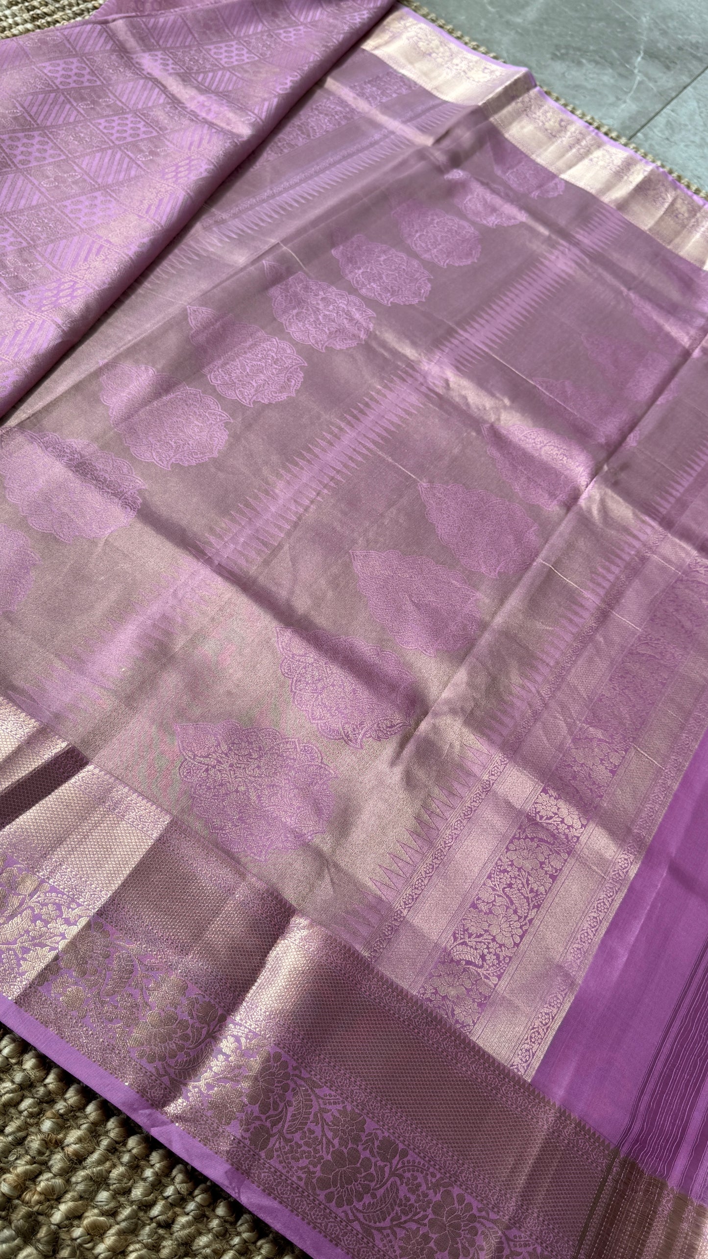 KANJIVARAM PURE SILK SAREE – Fully Brocade Saree in Pinkish Lavender
