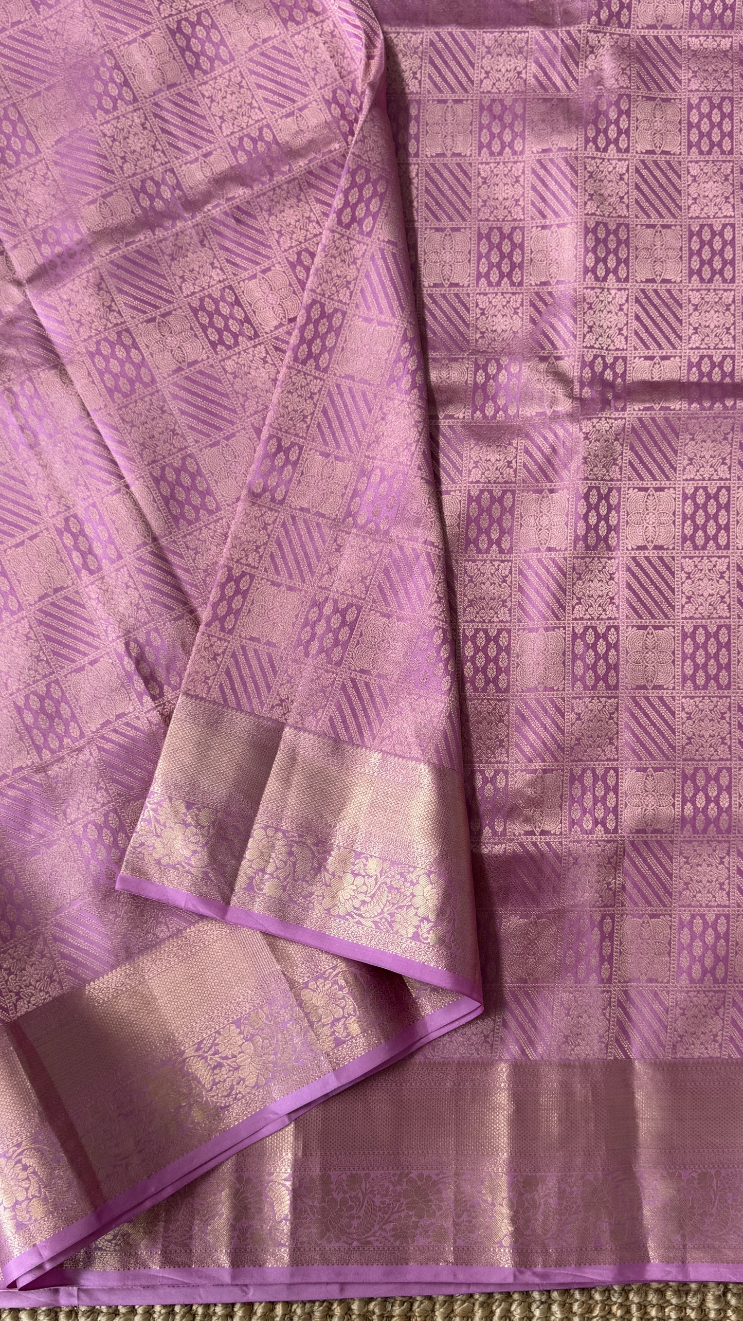 KANJIVARAM PURE SILK SAREE – Fully Brocade Saree in Pinkish Lavender