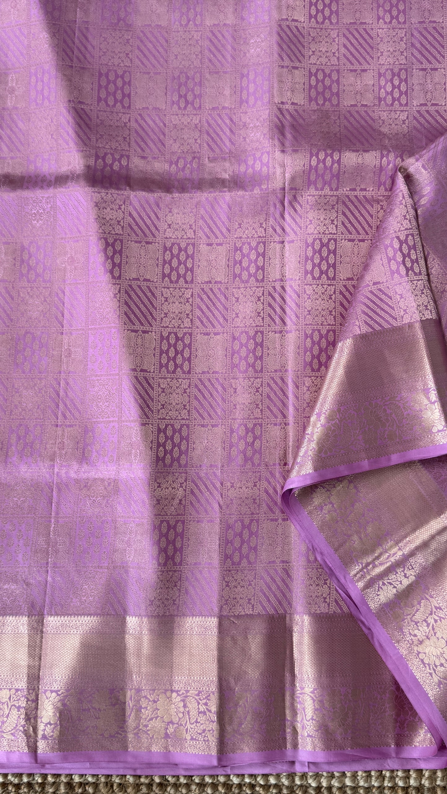 KANJIVARAM PURE SILK SAREE – Fully Brocade Saree in Pinkish Lavender