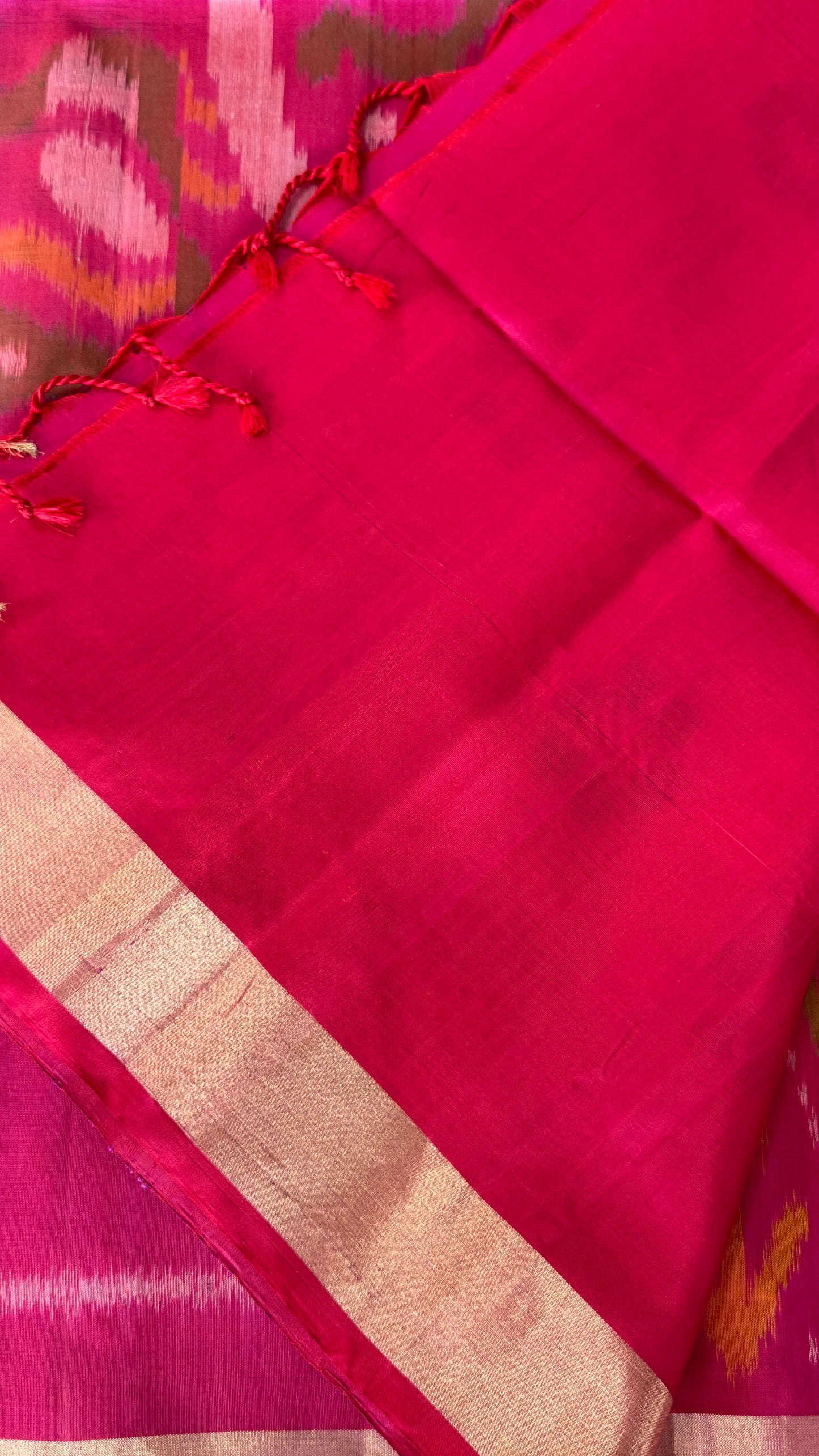 PURE SOFT SILK HANDLOOM SAREE – BOTTLE GREEN WITH PINK BORDER