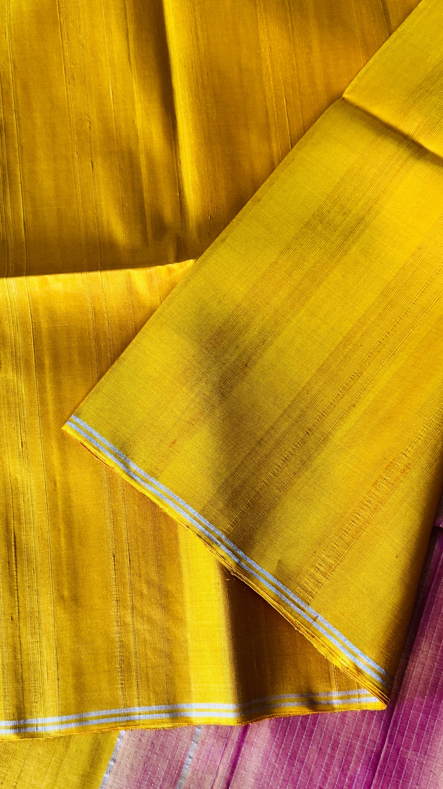 KANCHIVARAM PURE SOFT SILK HANDLOOM SAREE – MUSTARD YELLOW WITH BABY PINK PALLU