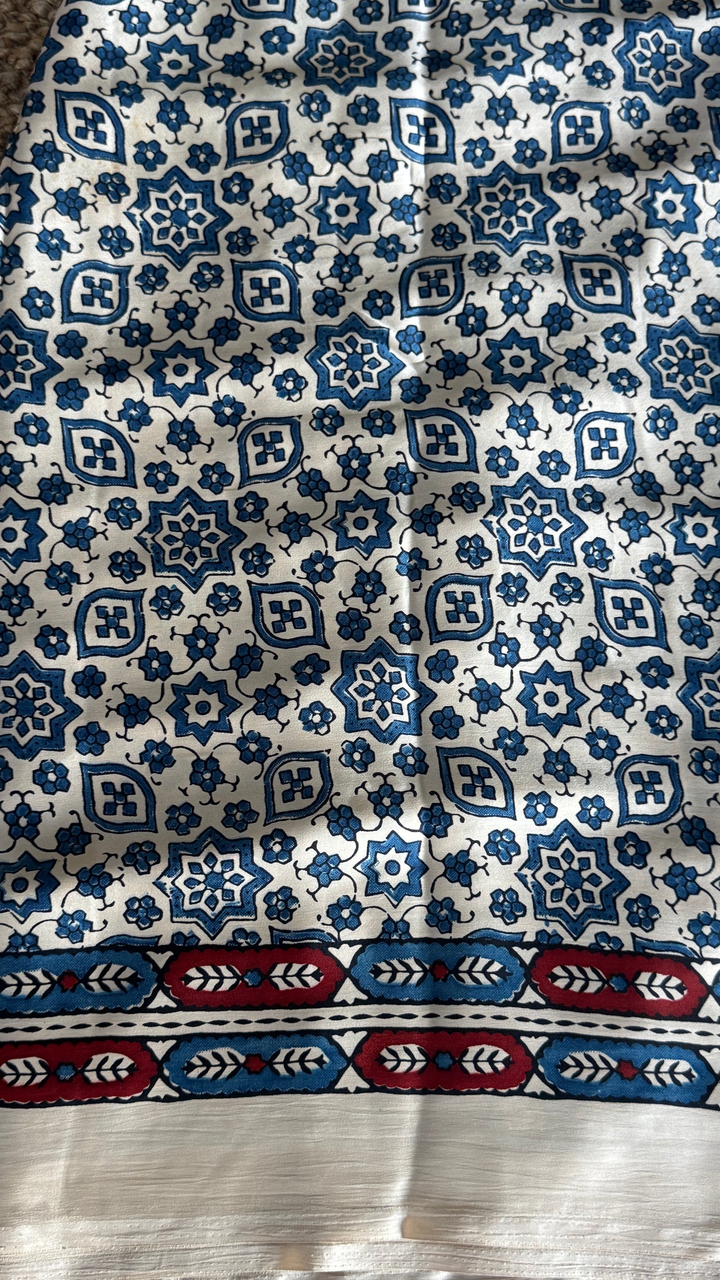 MODAL SILK SAREE WITH DIGITAL AJRAKH PRINTS - Half White