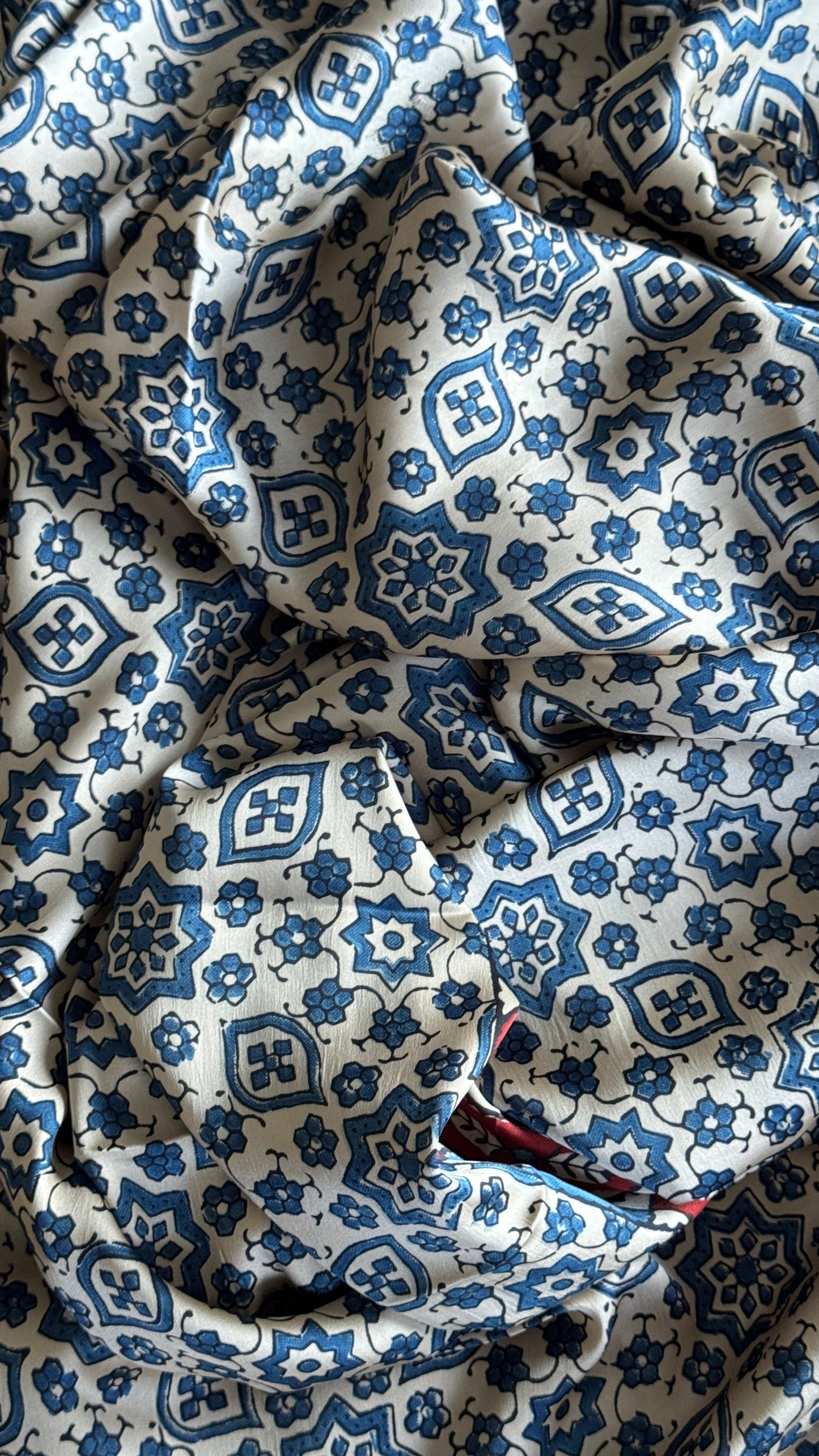 MODAL SILK SAREE WITH DIGITAL AJRAKH PRINTS - Half White