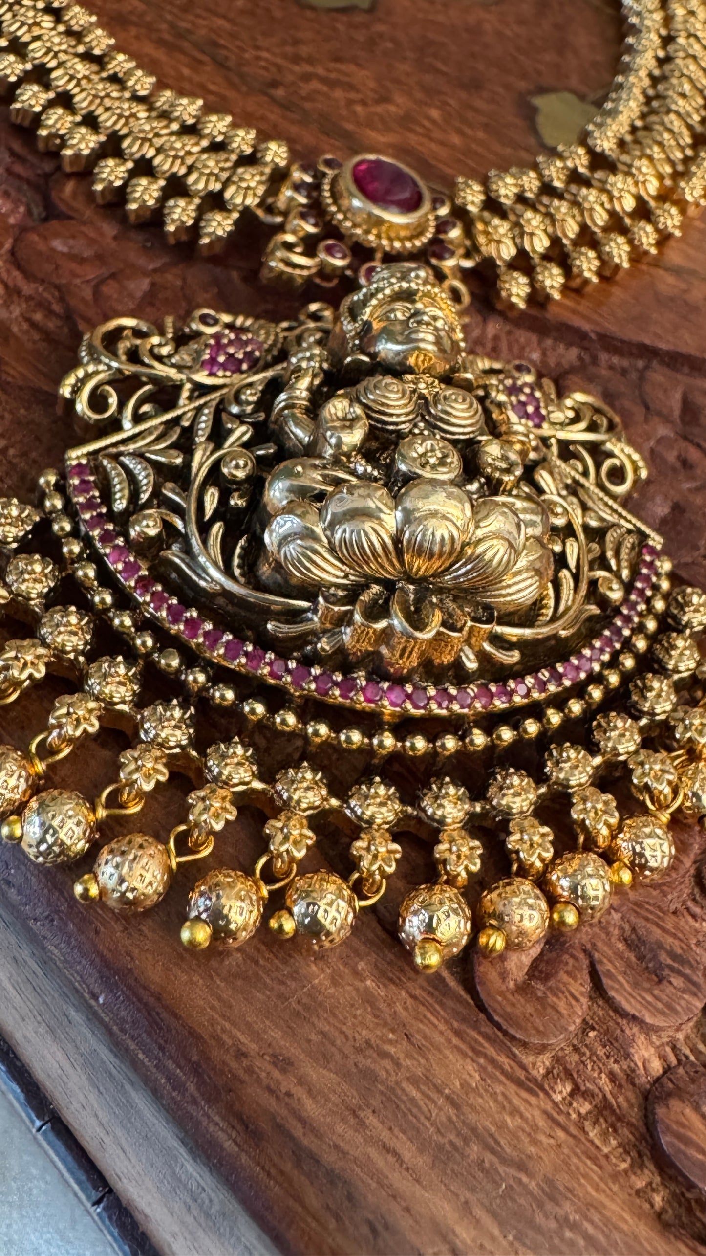 Unique Short Lakshmi Temple Necklace Jewellery Set with Jhumka