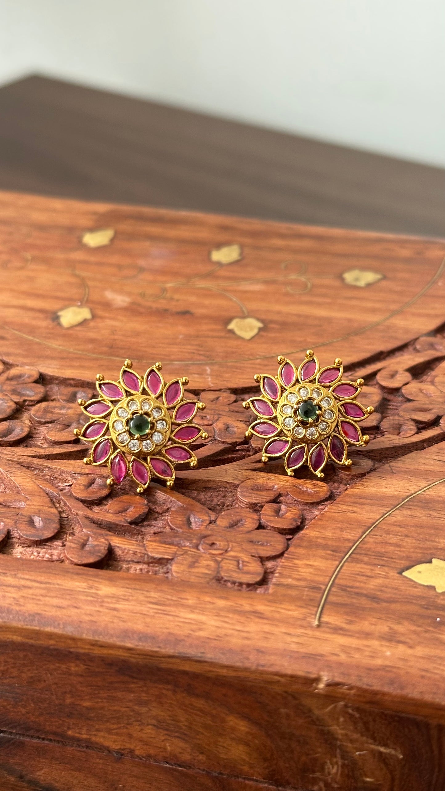 Ruby Gold Plated Stud
