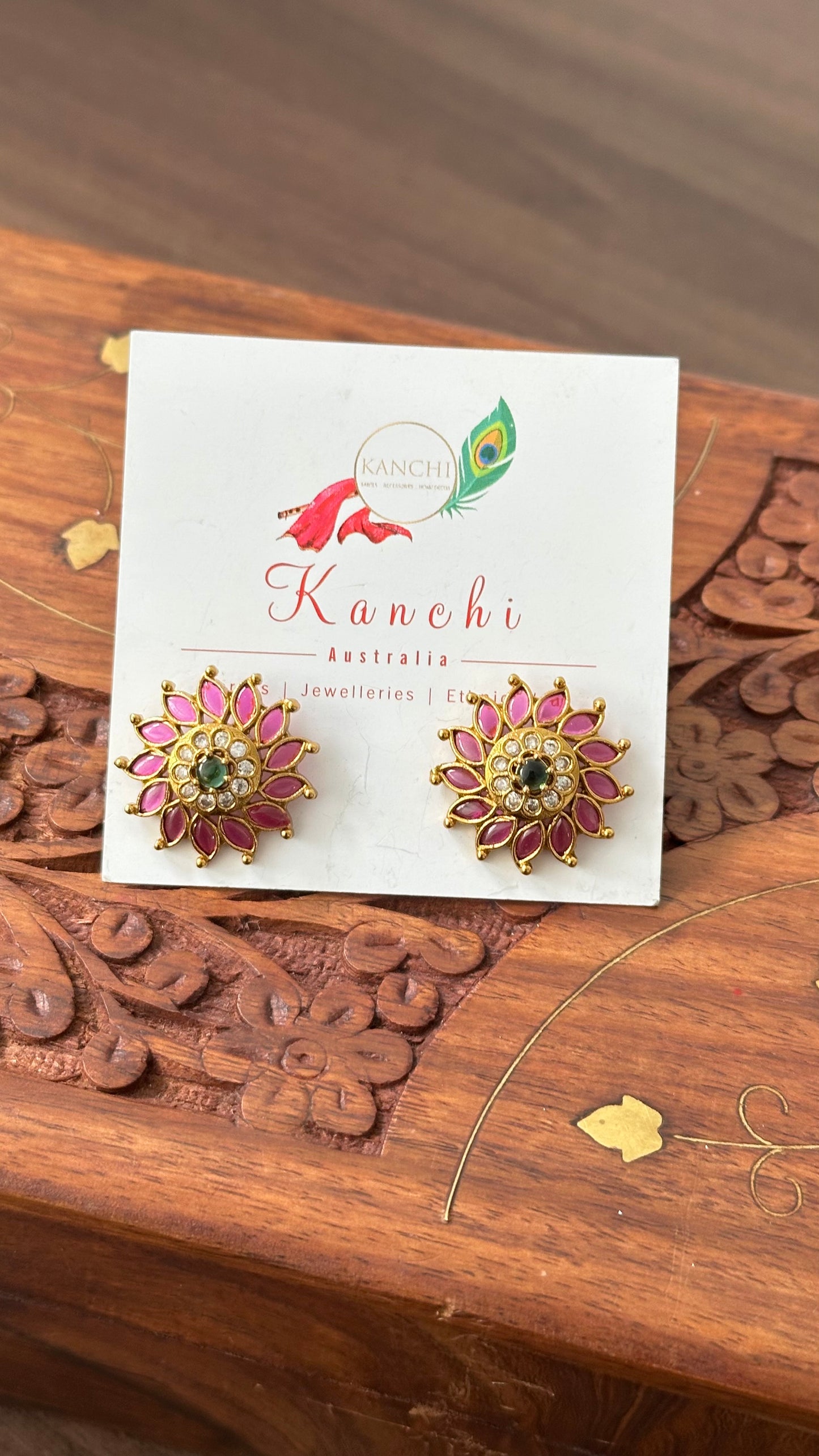 Ruby Gold Plated Stud