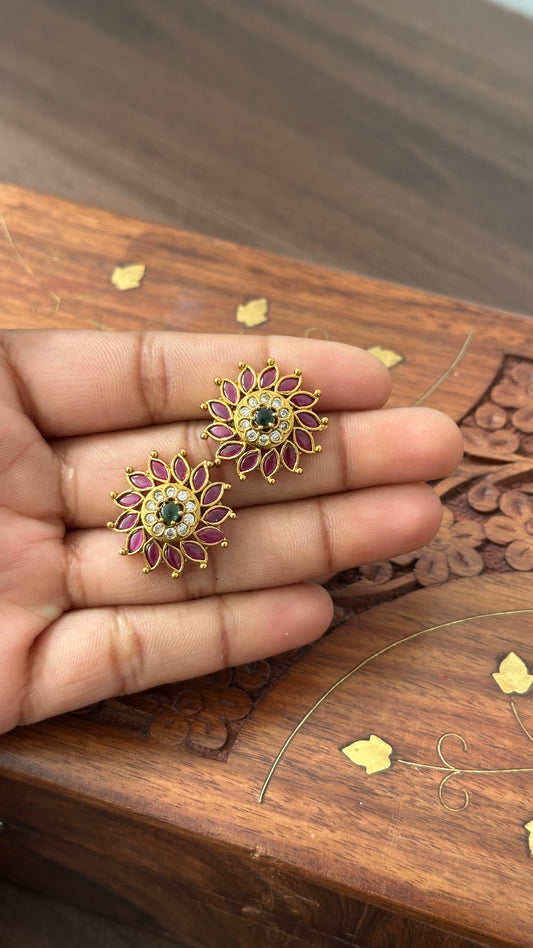 Ruby Gold Plated Stud