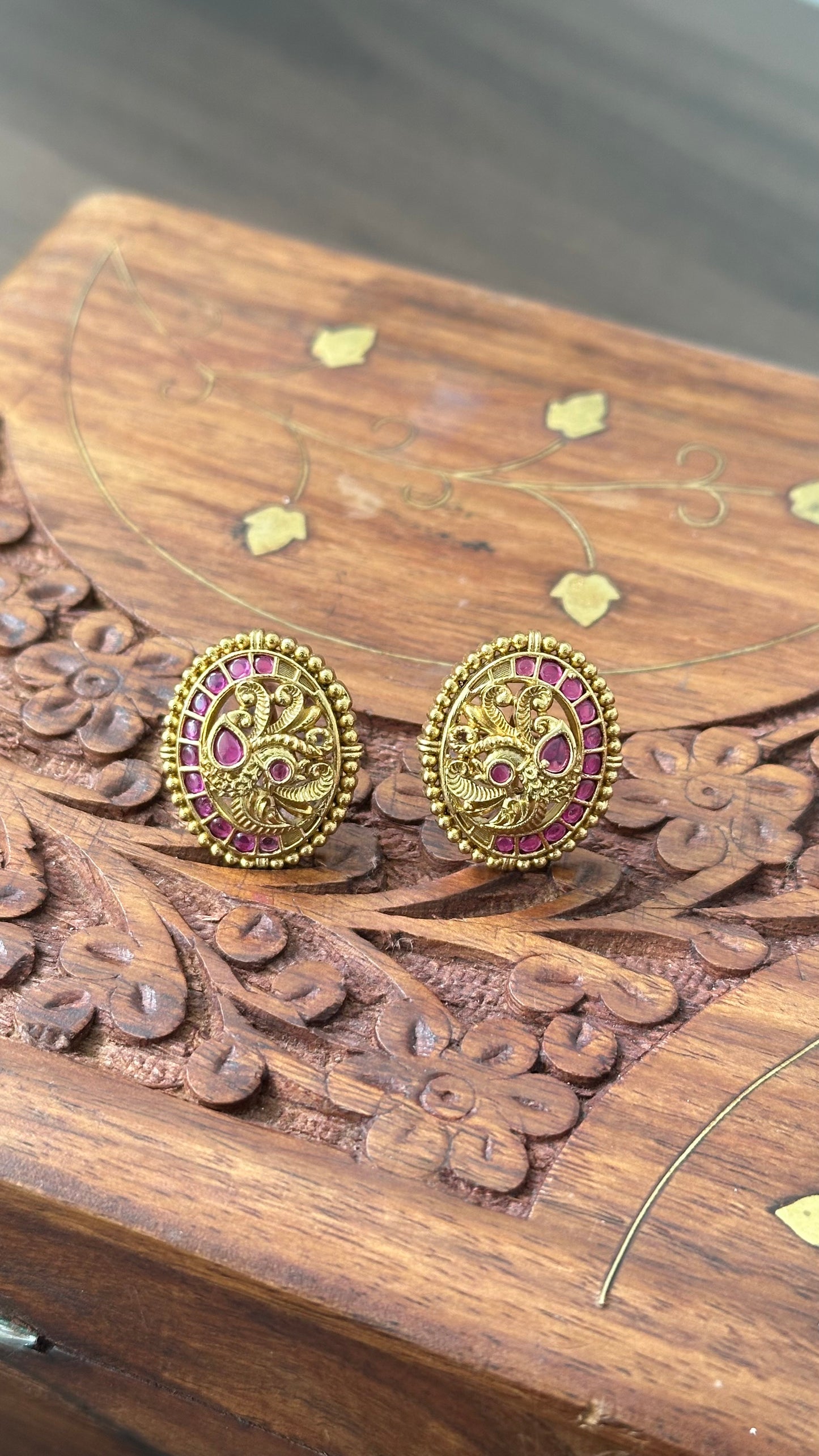 Gold Plated Ruby Stud