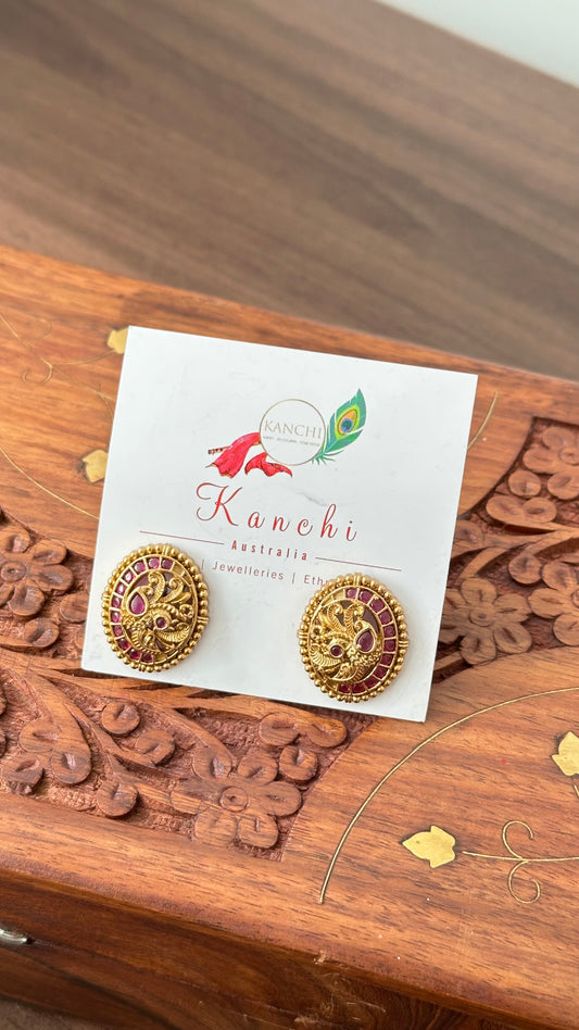 Gold Plated Ruby Stud