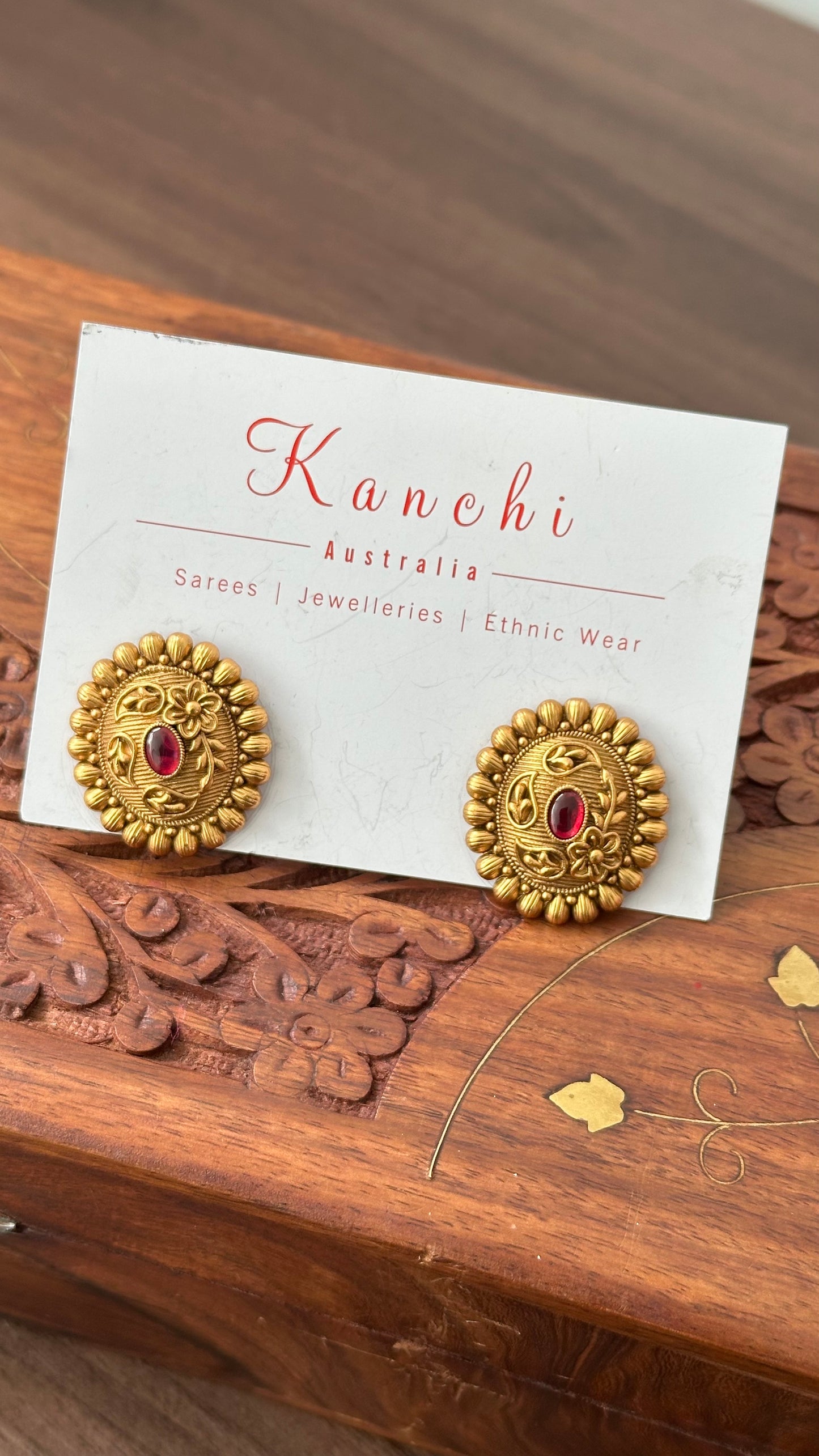Gold Plated Ruby Stud