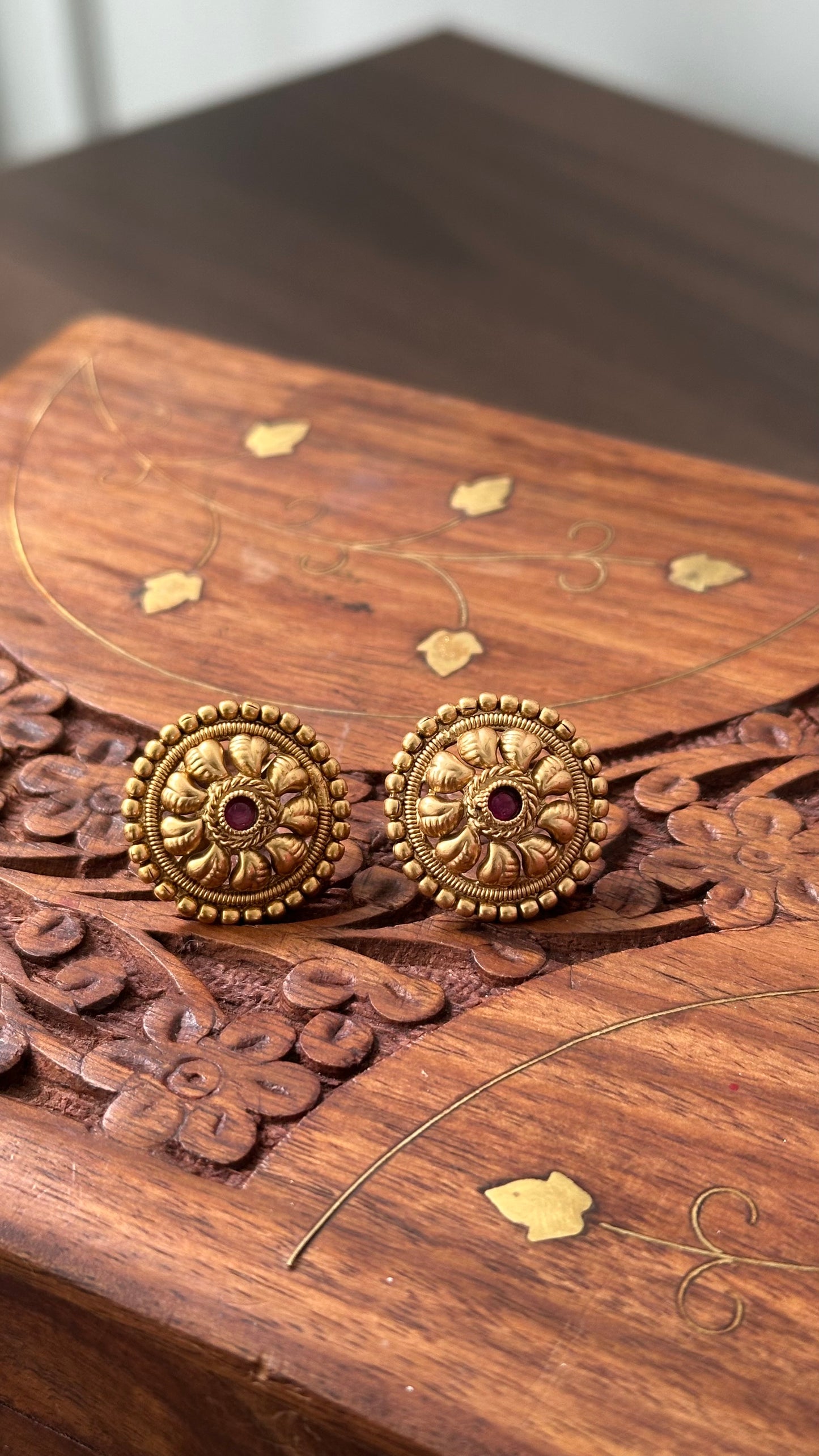 Gold Plated Ruby Stud