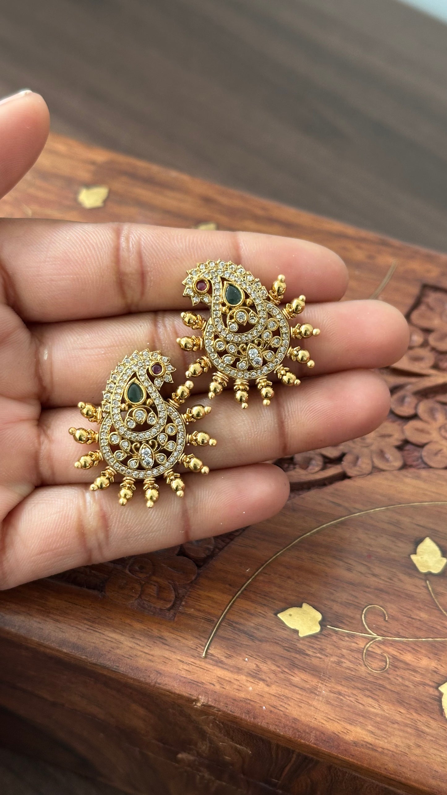 Gold Plated White Stone Stud