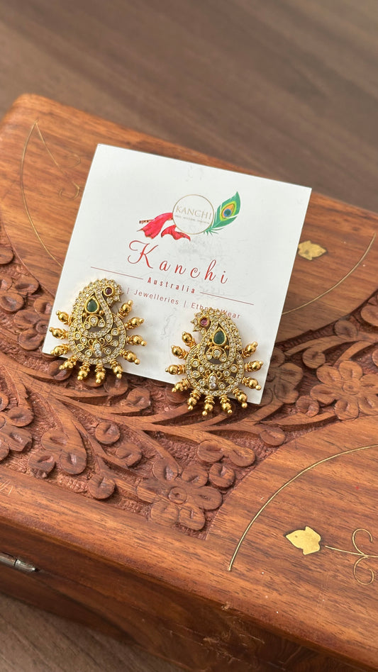 Gold Plated White Stone Stud