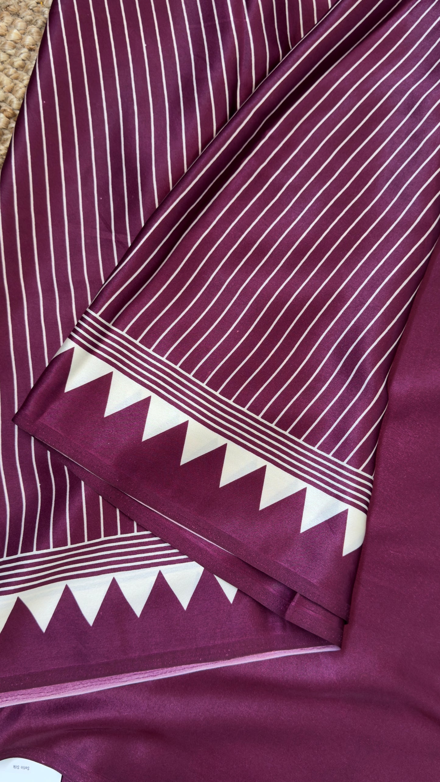 Wine Modal Satin Saree with Temple Printed Border & Circle Design Pallu