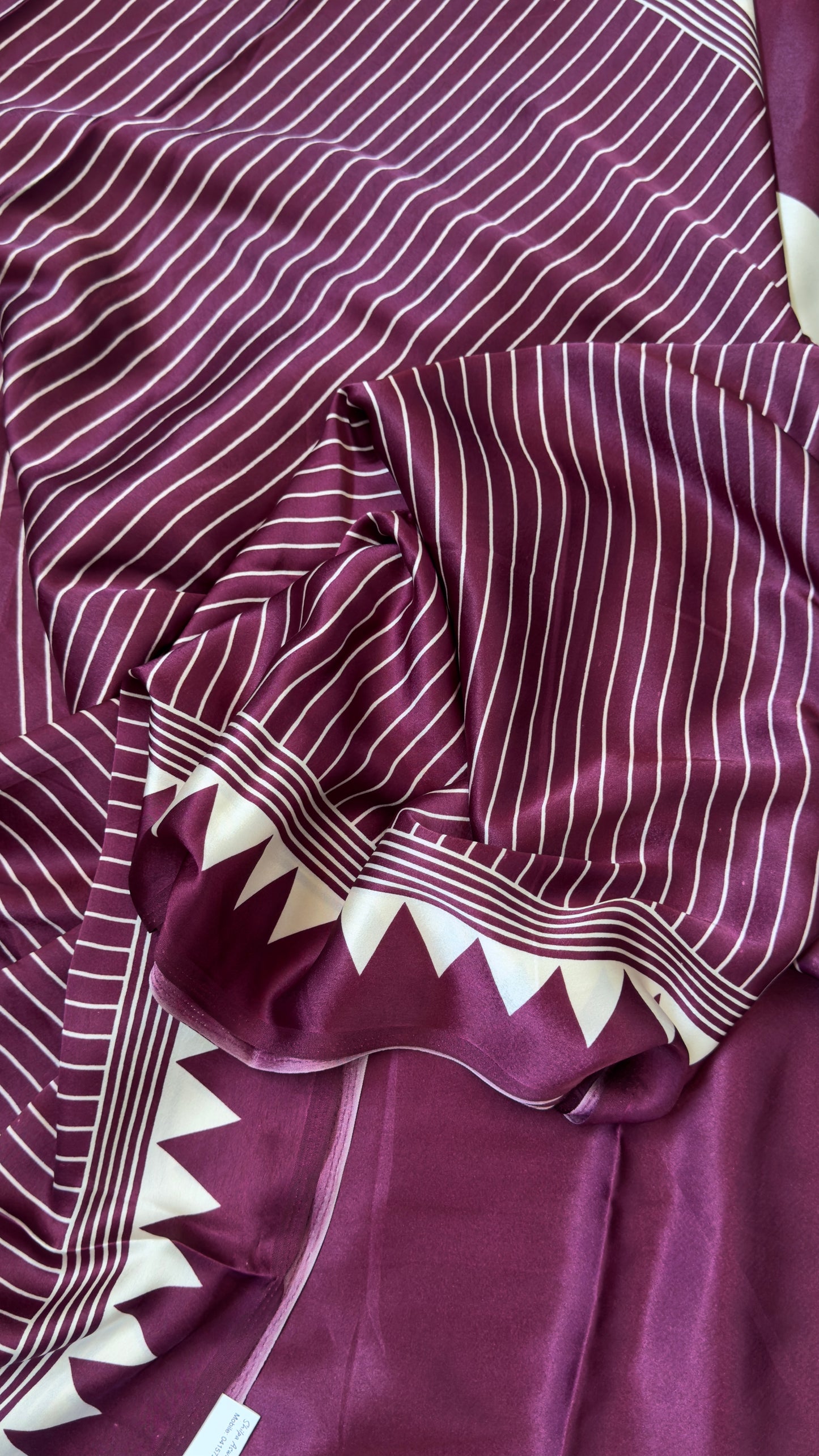Wine Modal Satin Saree with Temple Printed Border & Circle Design Pallu
