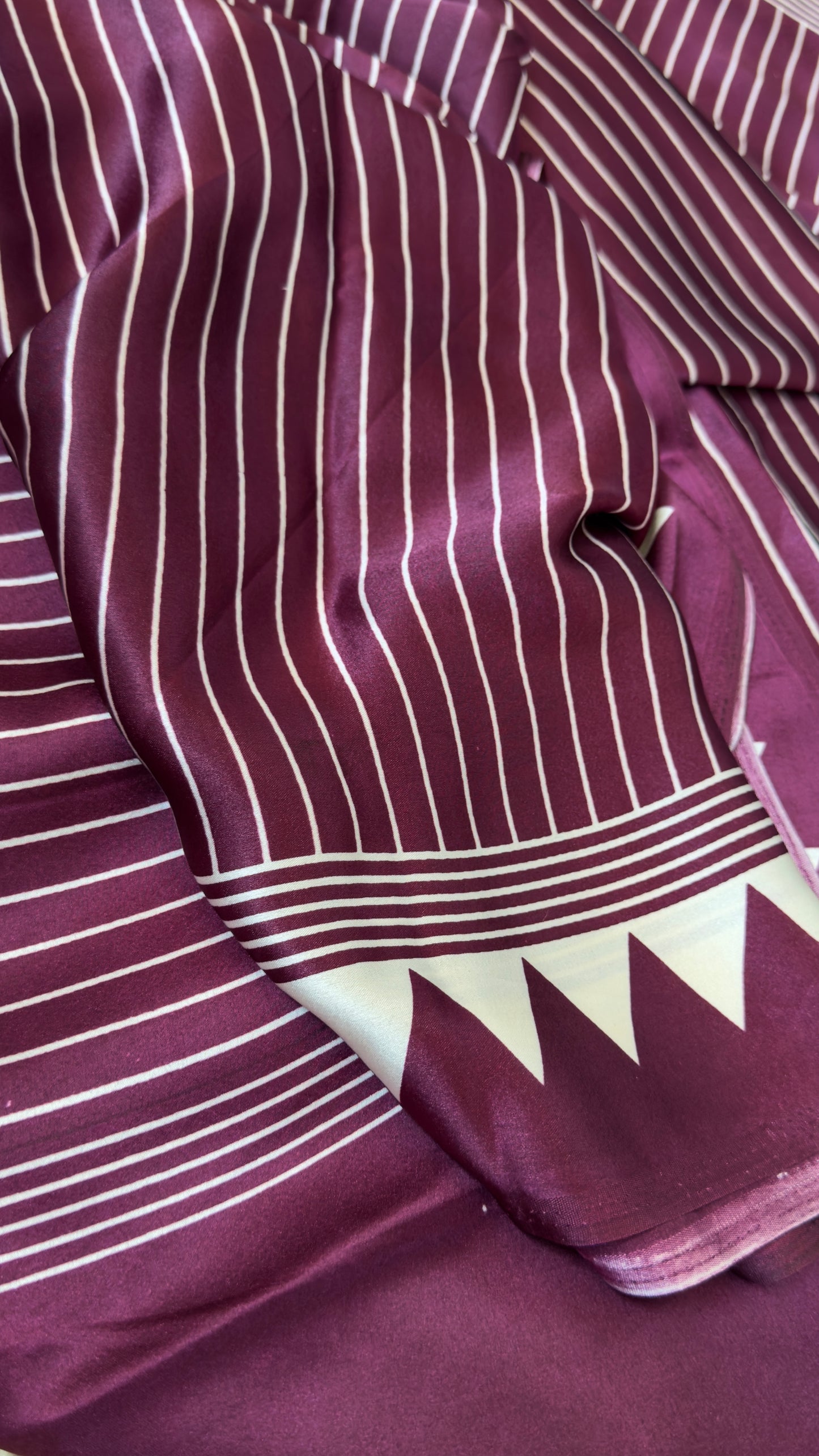 Wine Modal Satin Saree with Temple Printed Border & Circle Design Pallu