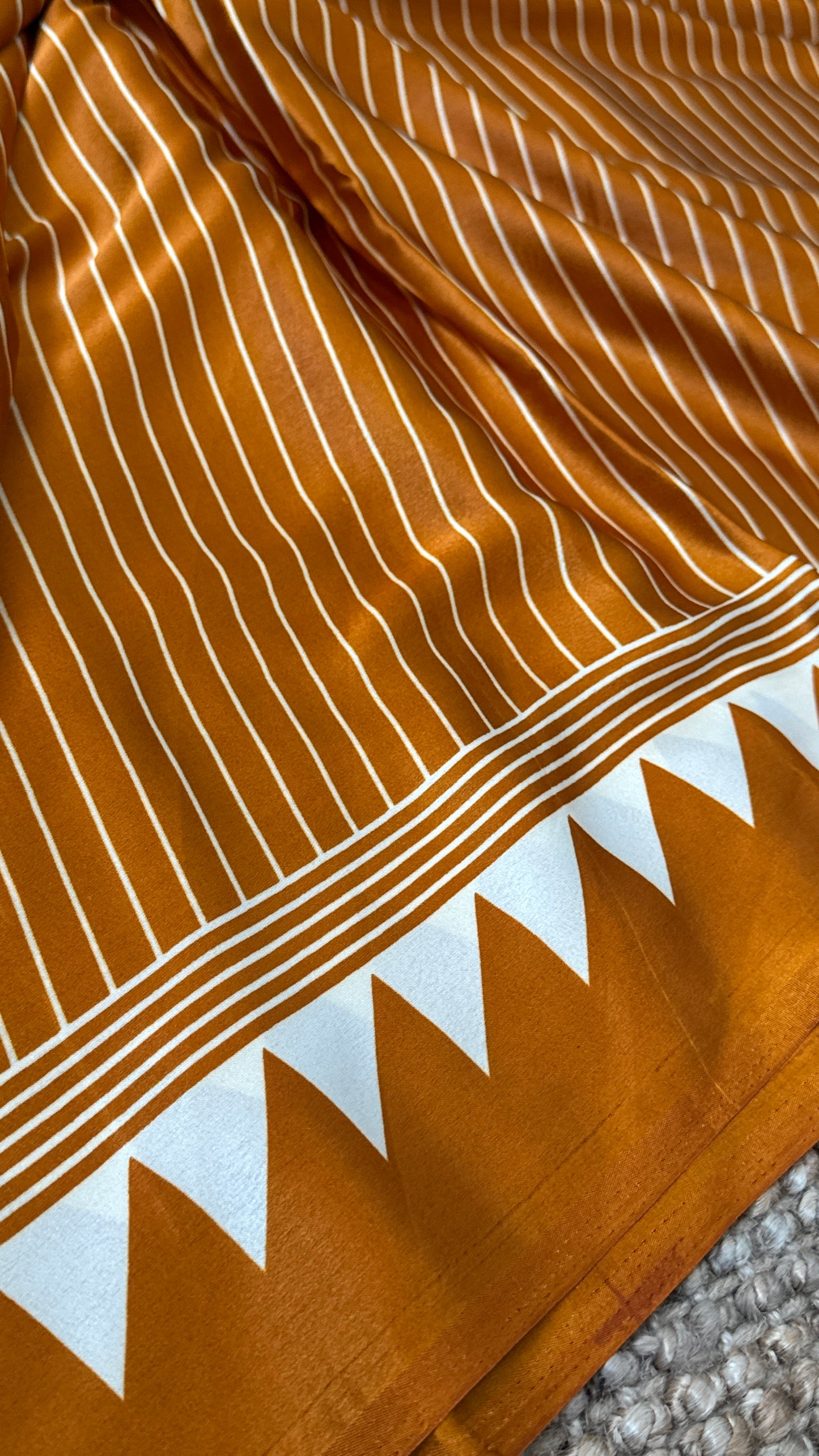 Mustard Modal Satin Saree with Temple Printed Border & Circle Design Pallu