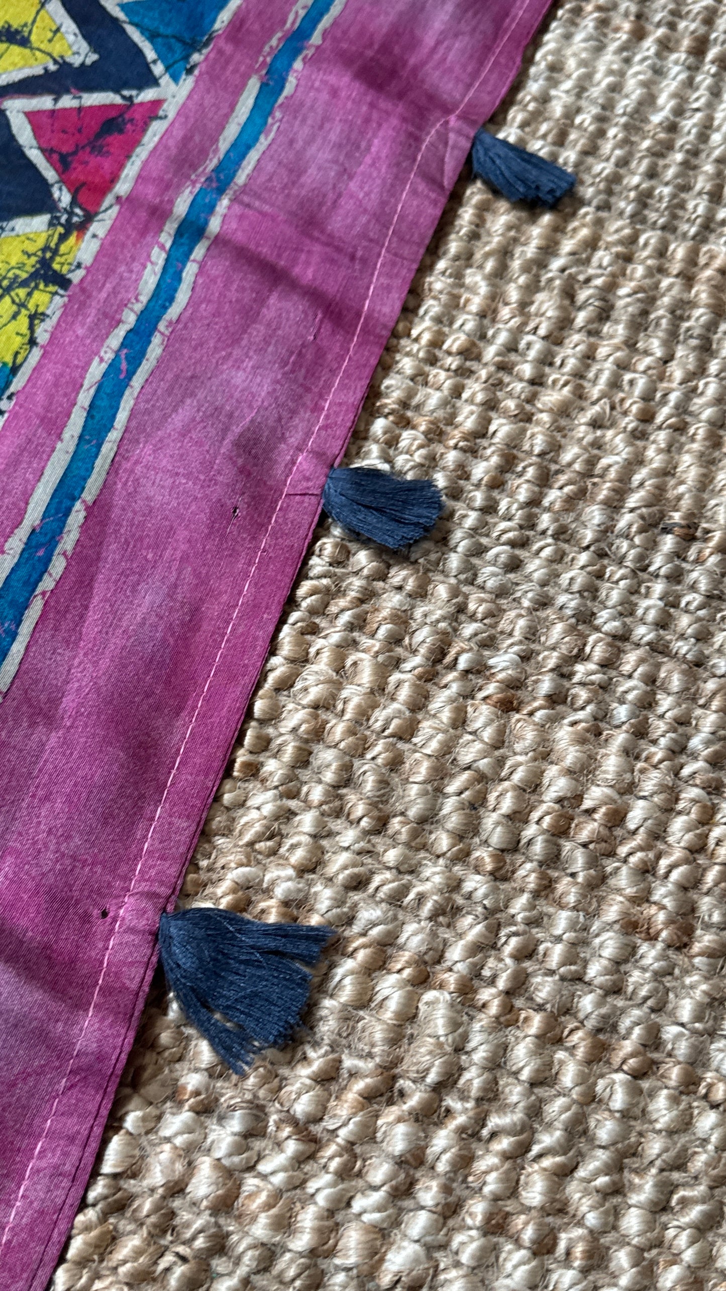 Pure Chanderi Cotton Silk Saree – Digital Batik Floral Print with Zari Border