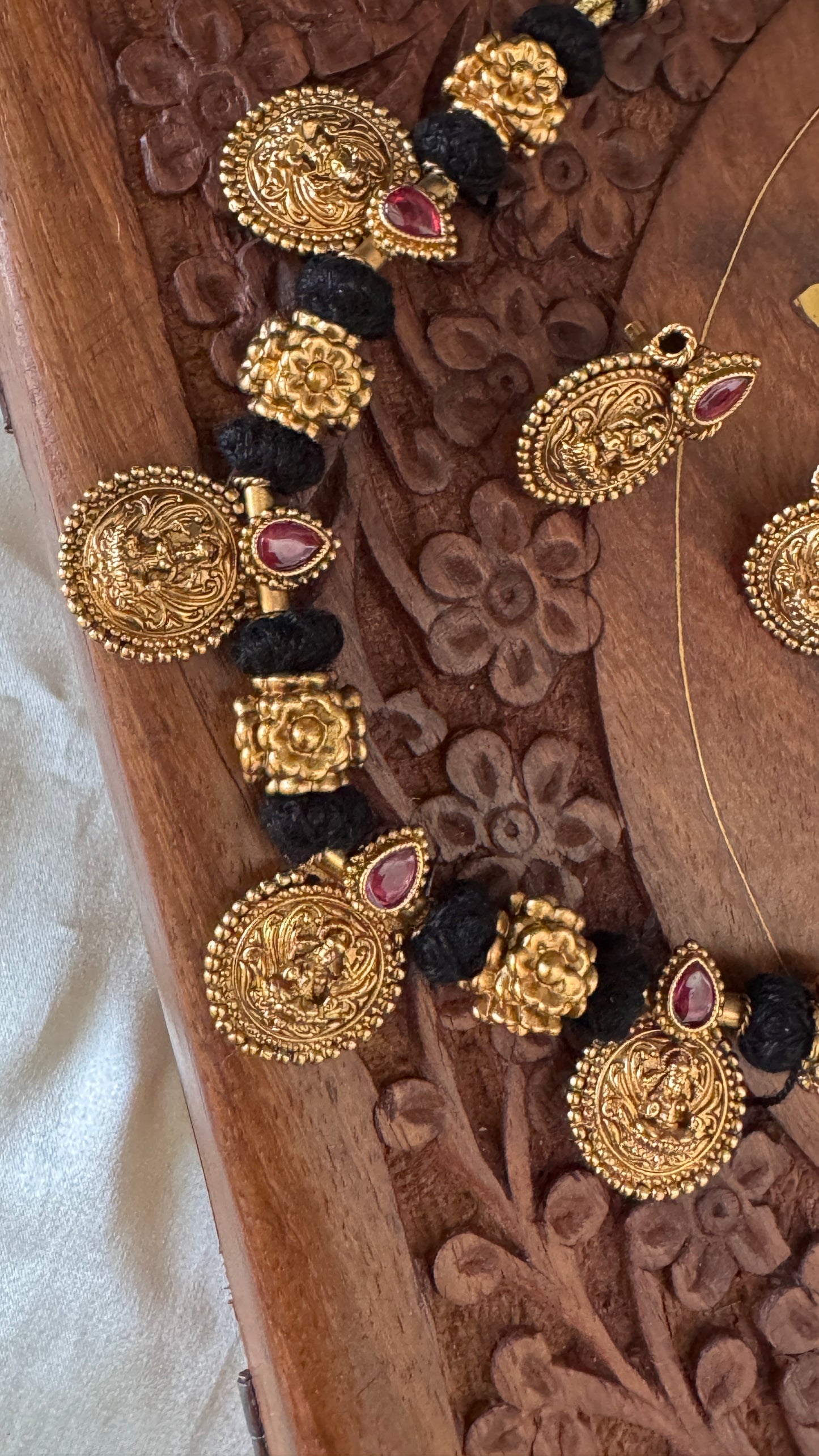 Lakshmi Black Bead Thread Necklace