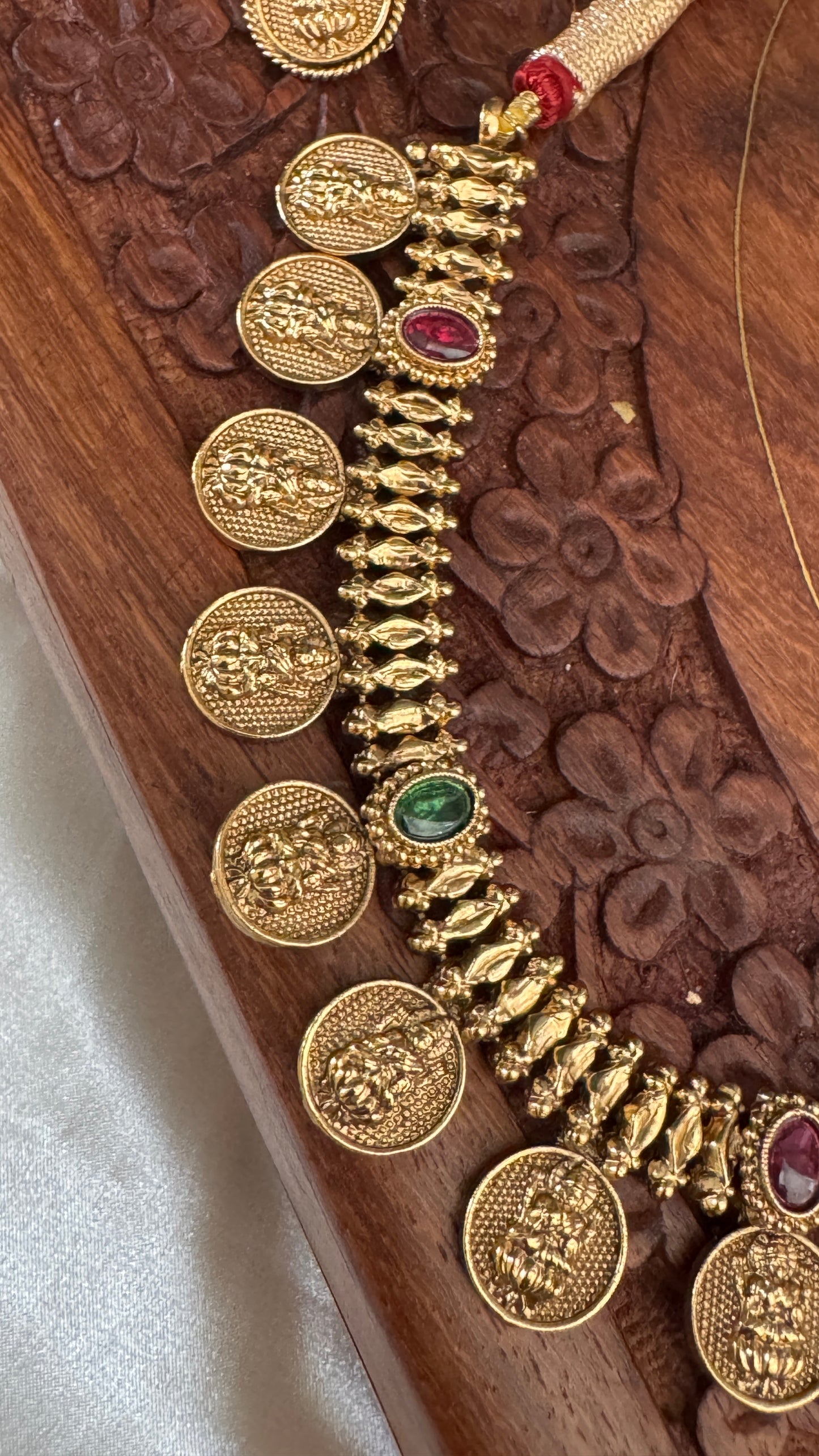 Gold-Plated Lakshmi Coin Necklace Set