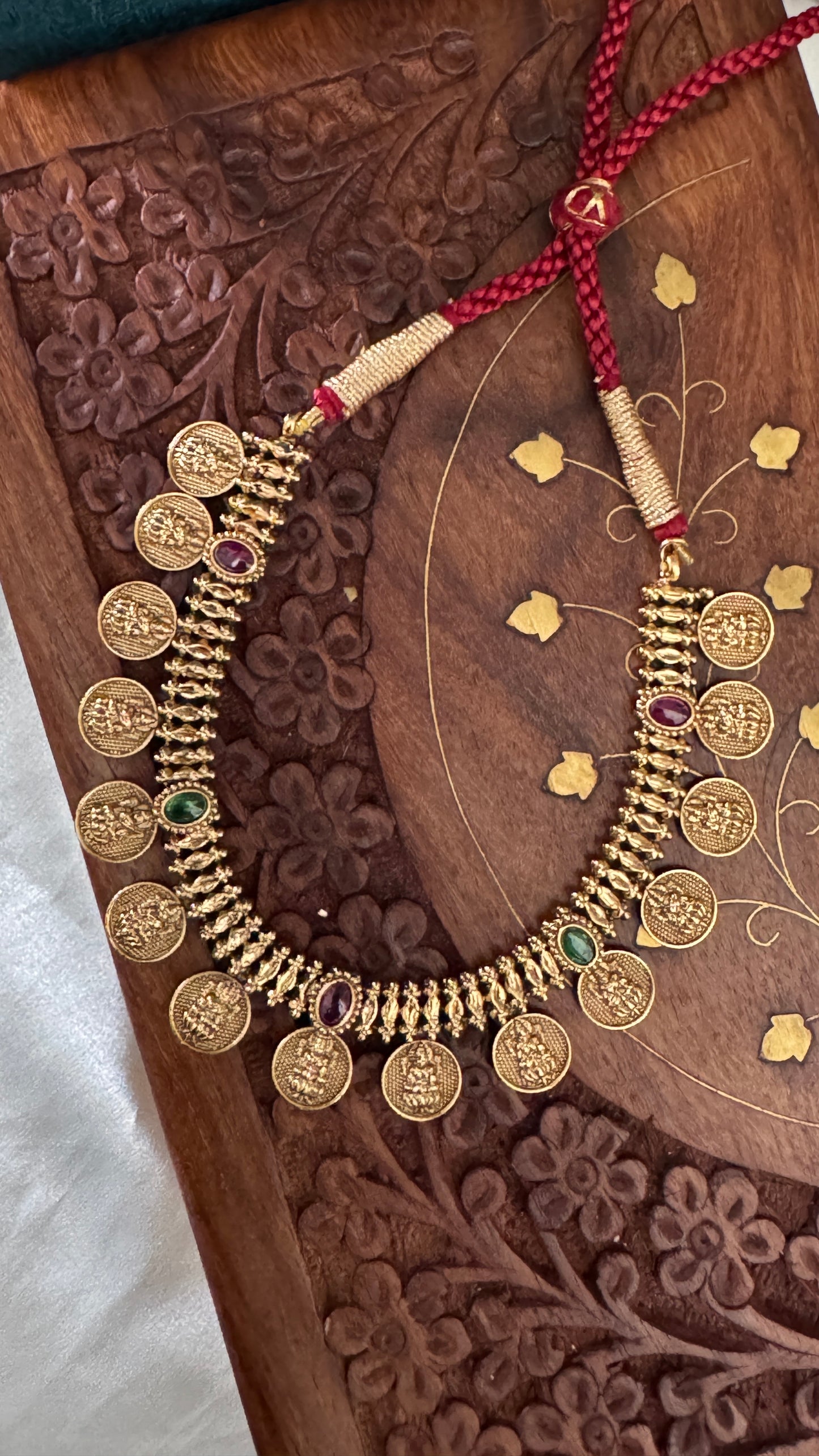 Gold-Plated Lakshmi Coin Necklace Set
