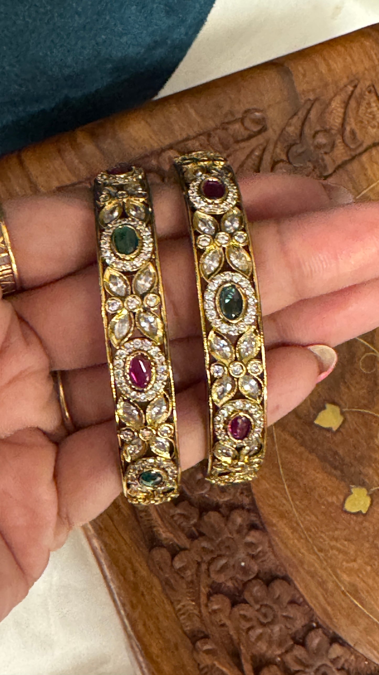 Antique gold plated Temple Bangle Jewellery