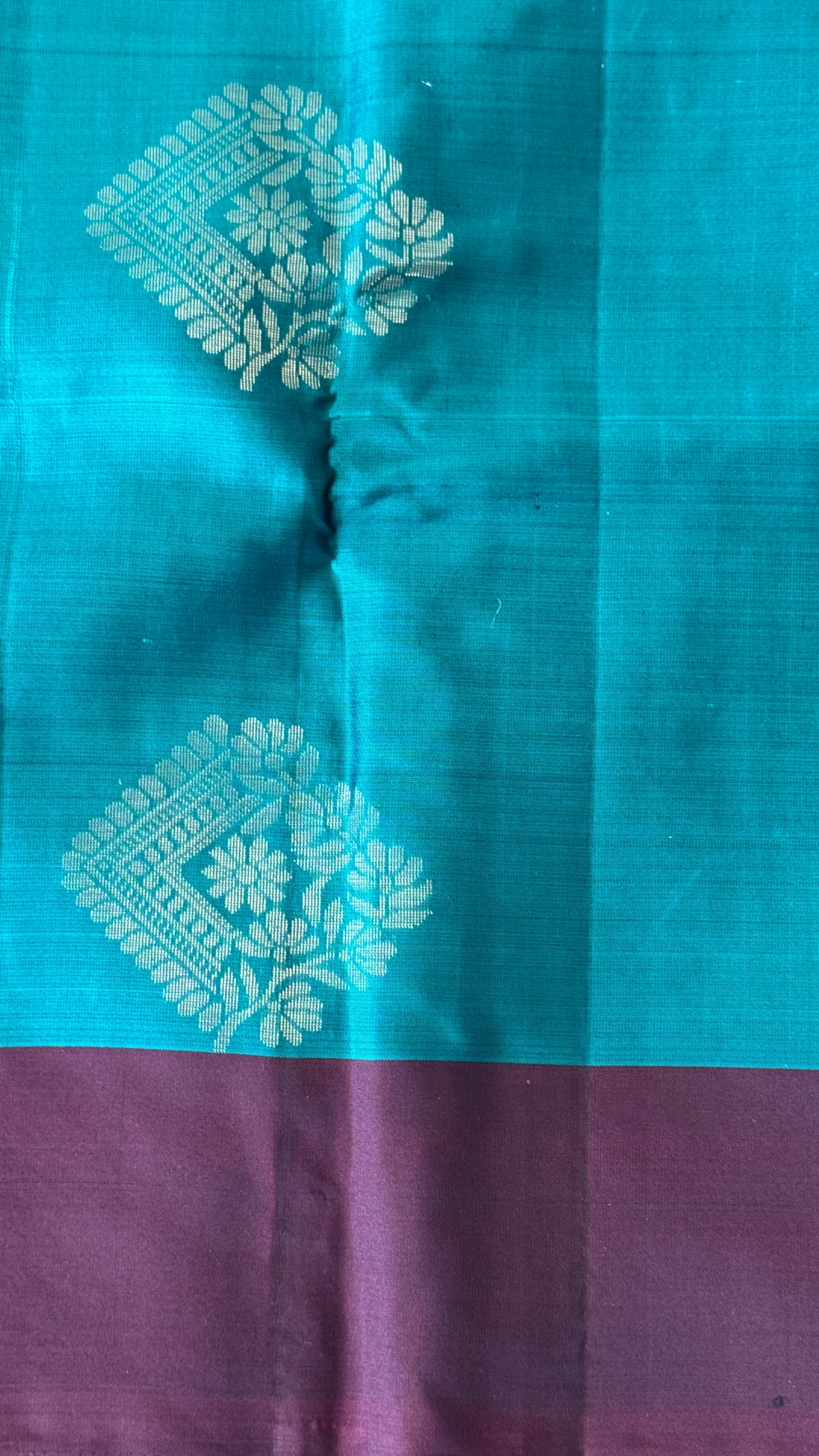 Pure Handloom Soft Silk Saree – Rama Blue with Maroon Pallu
