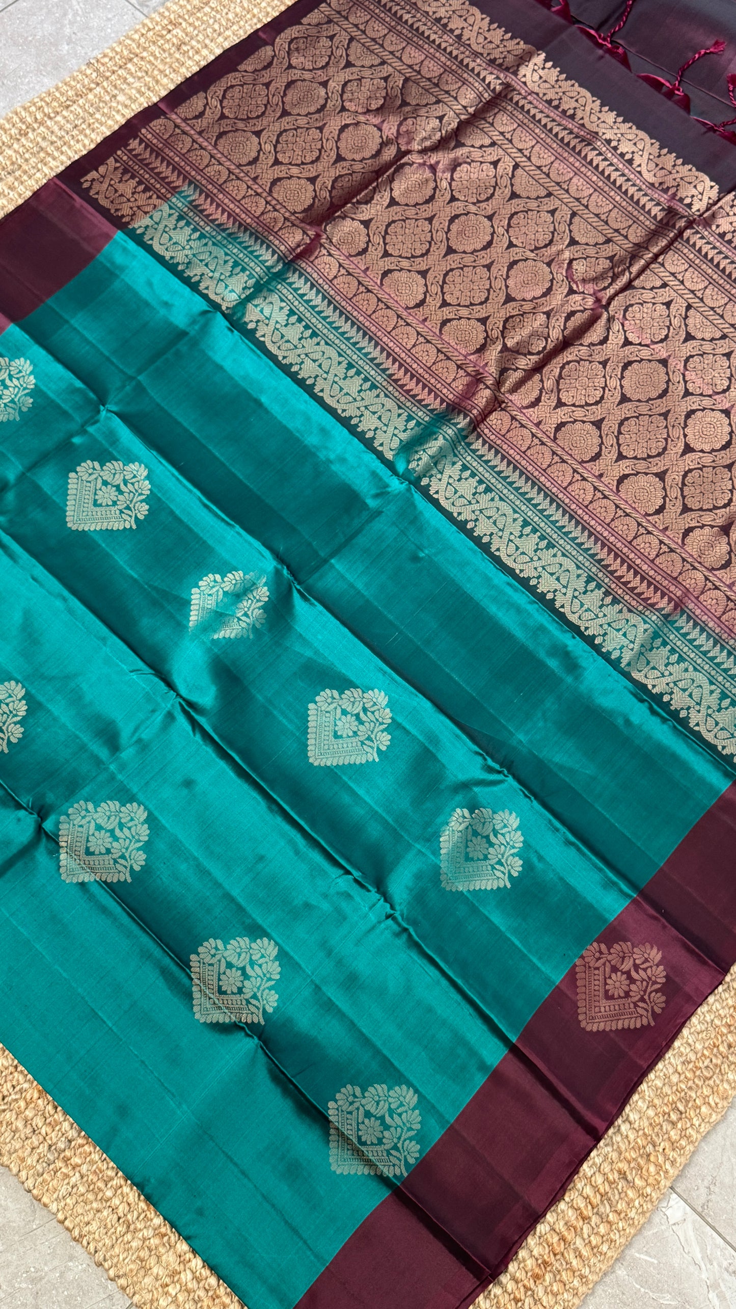 Pure Handloom Soft Silk Saree – Rama Blue with Maroon Pallu