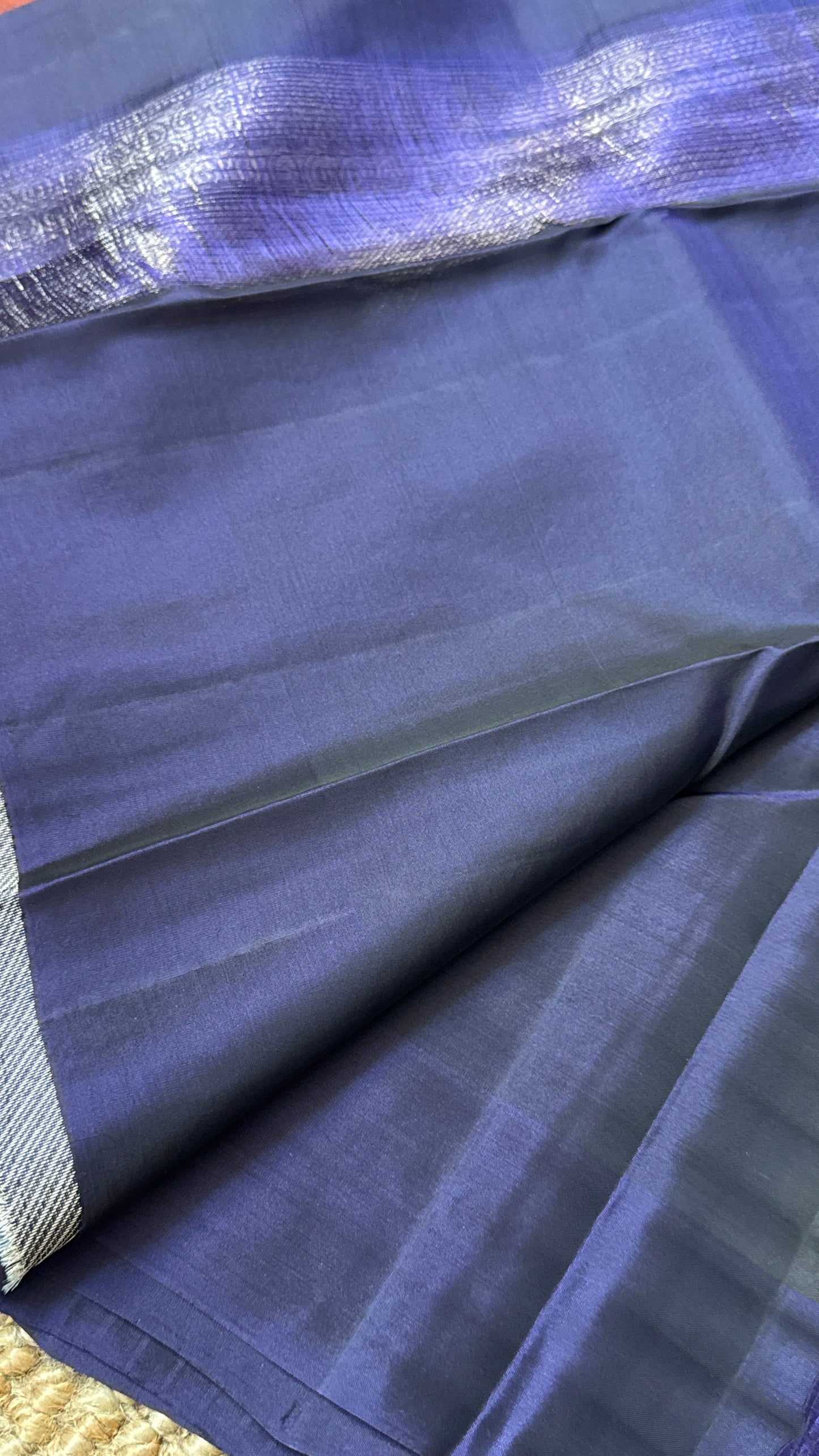 Pure Handloom Soft Silk Saree – Rust with Dark Purple